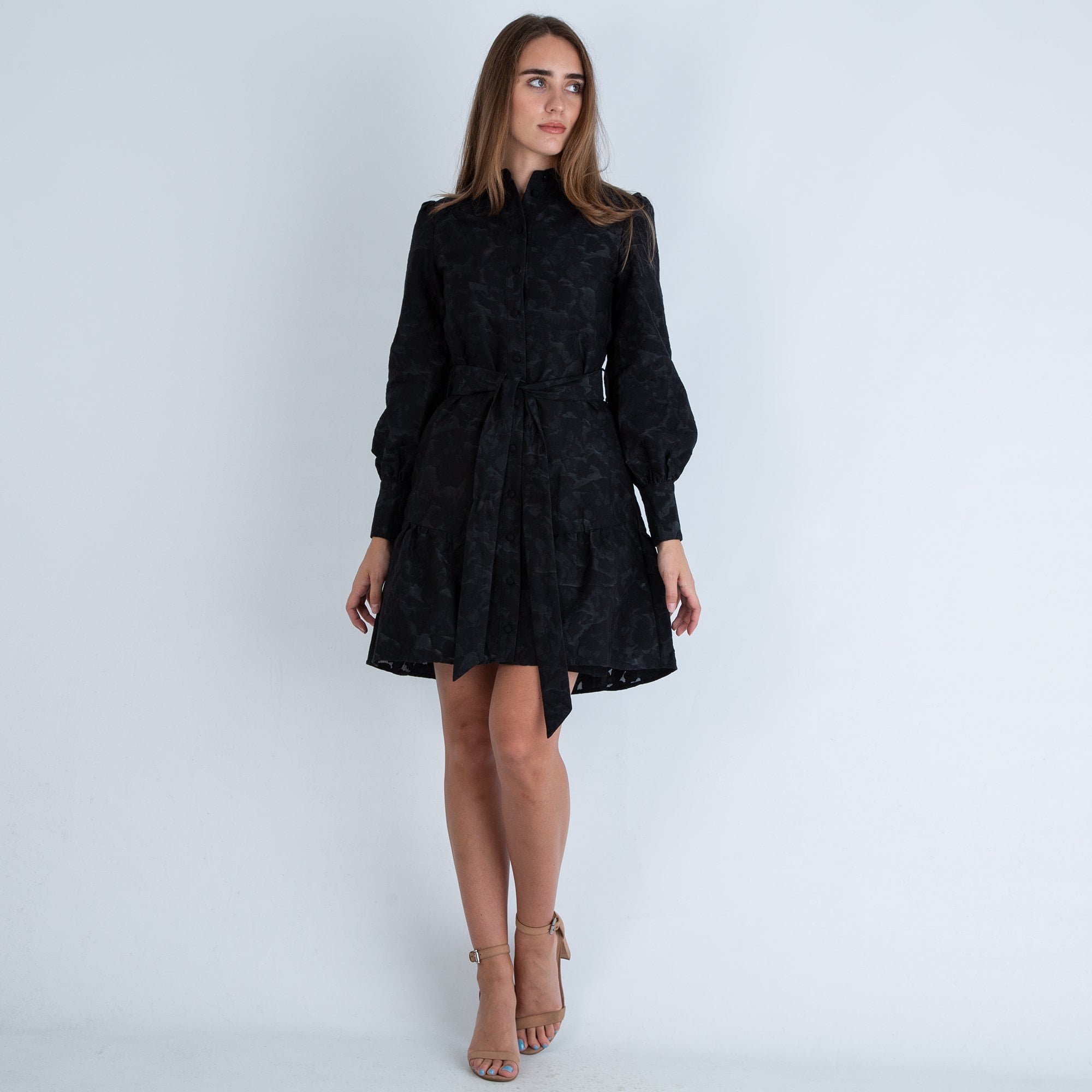 Dea Kudibal Madeline Belted Button Down Cotton Shirt Dress Black