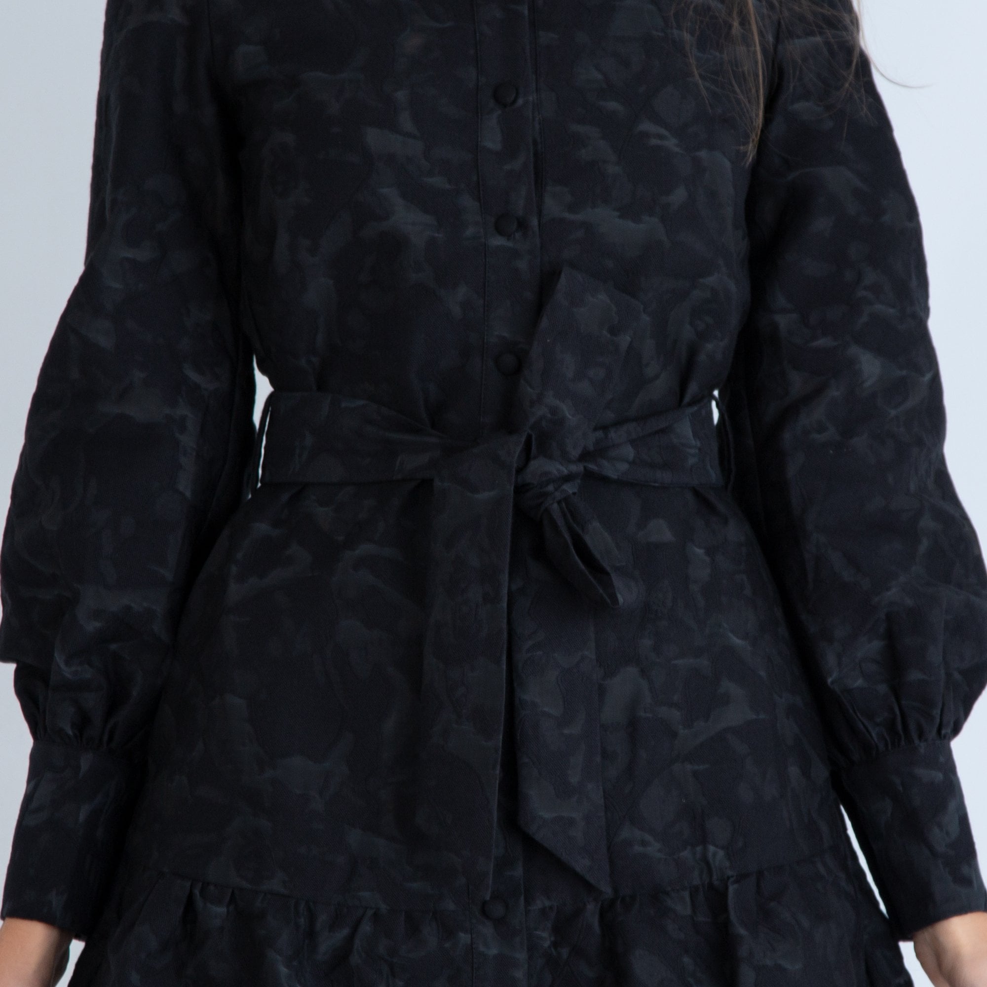 Dea Kudibal Madeline Belted Button Down Cotton Shirt Dress Black