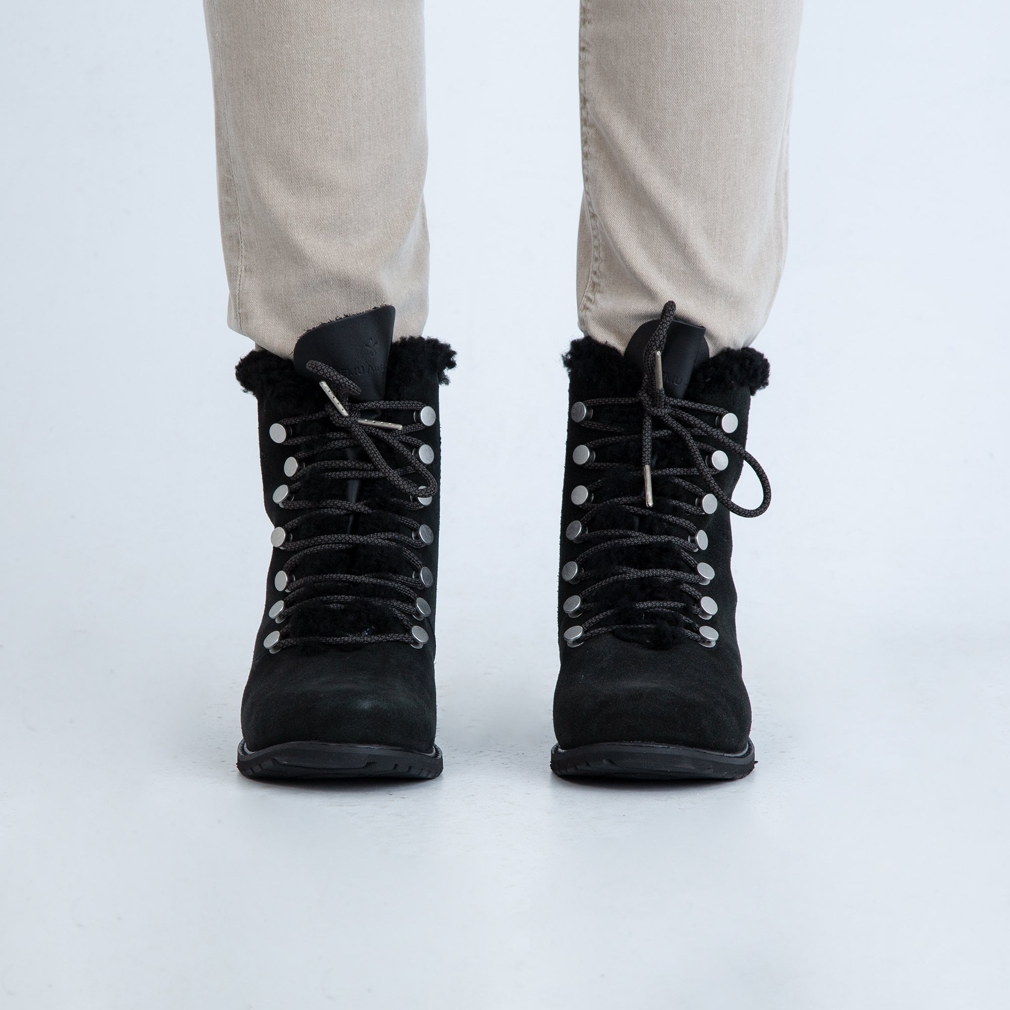 Emu Australia Billington Waterproof Suede Walking Boot With Fluffy Lining Black