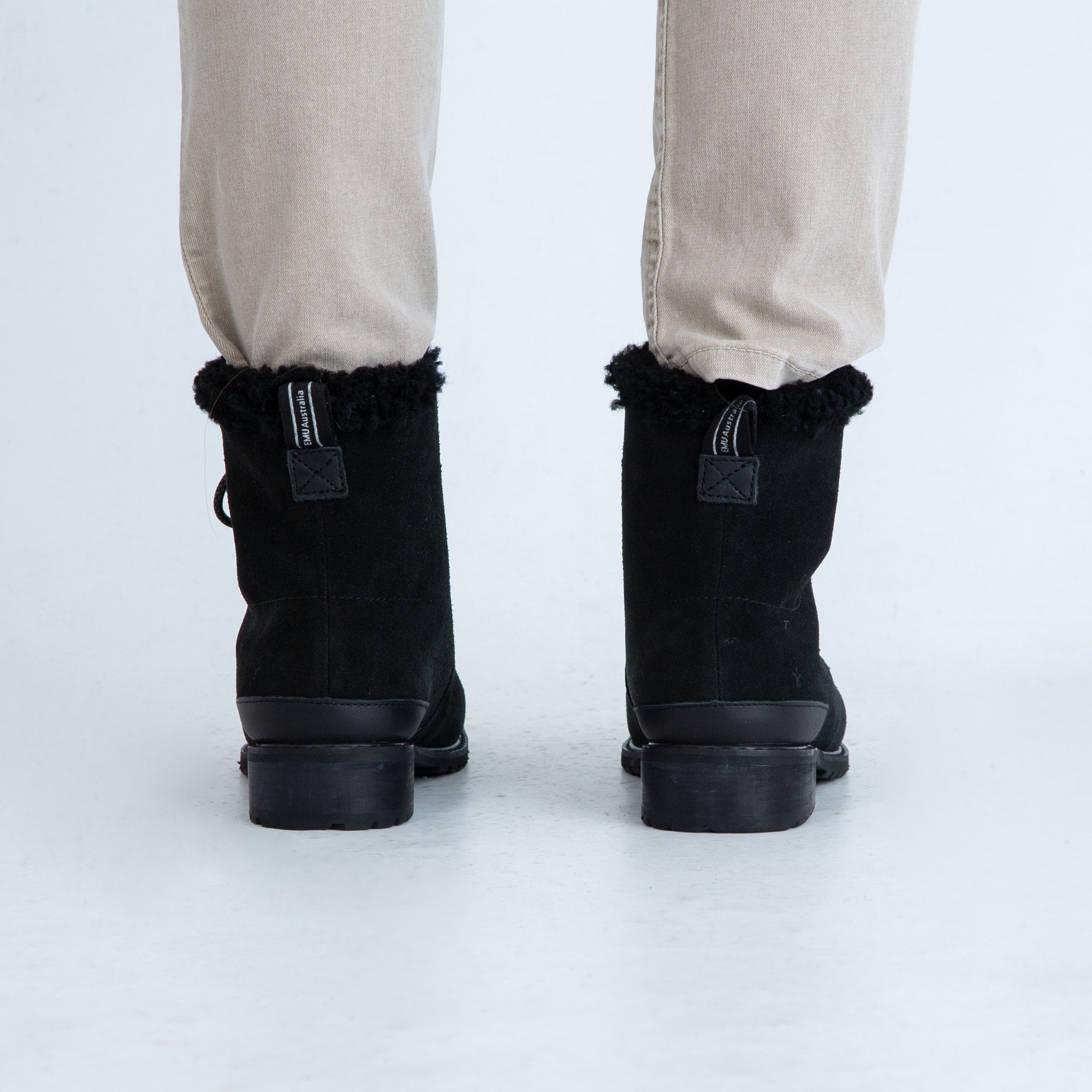 Emu Australia Billington Waterproof Suede Walking Boot With Fluffy Lining Black