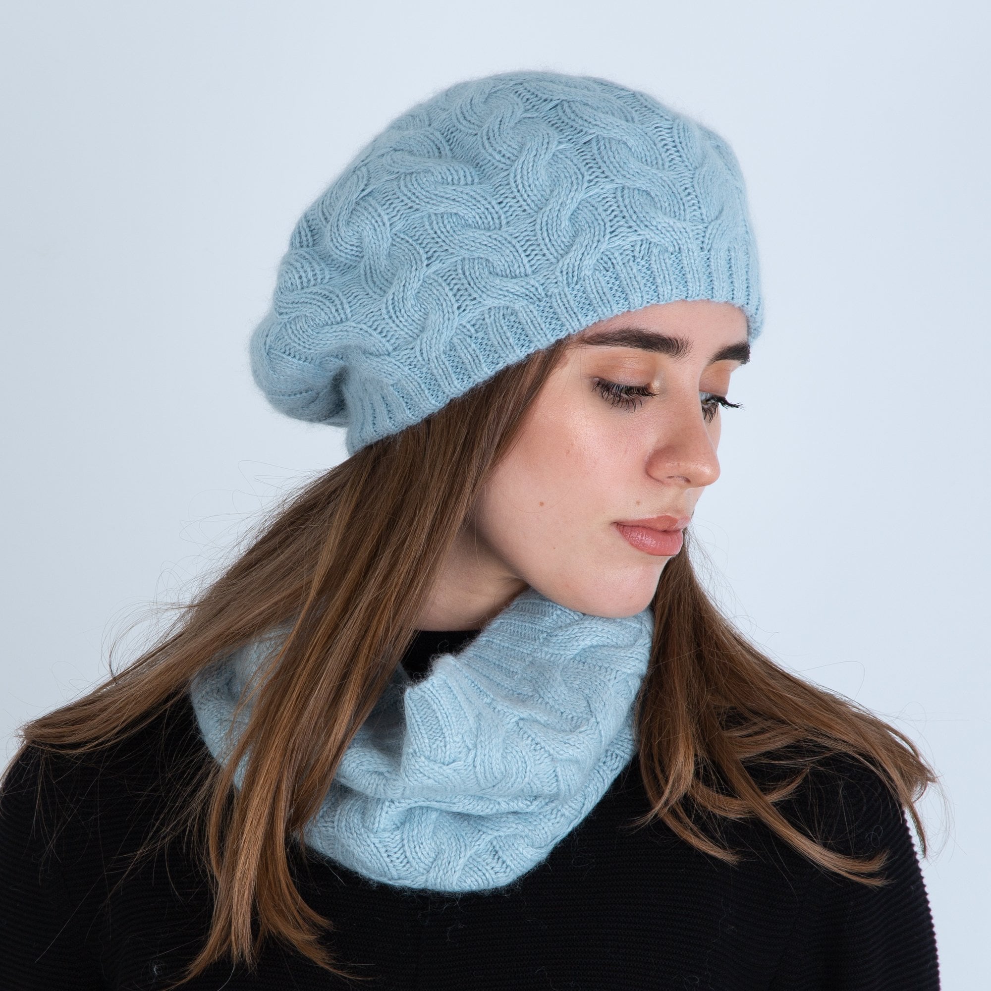 Sister PAC Knitted Woolly Hat And Snood Light Blue