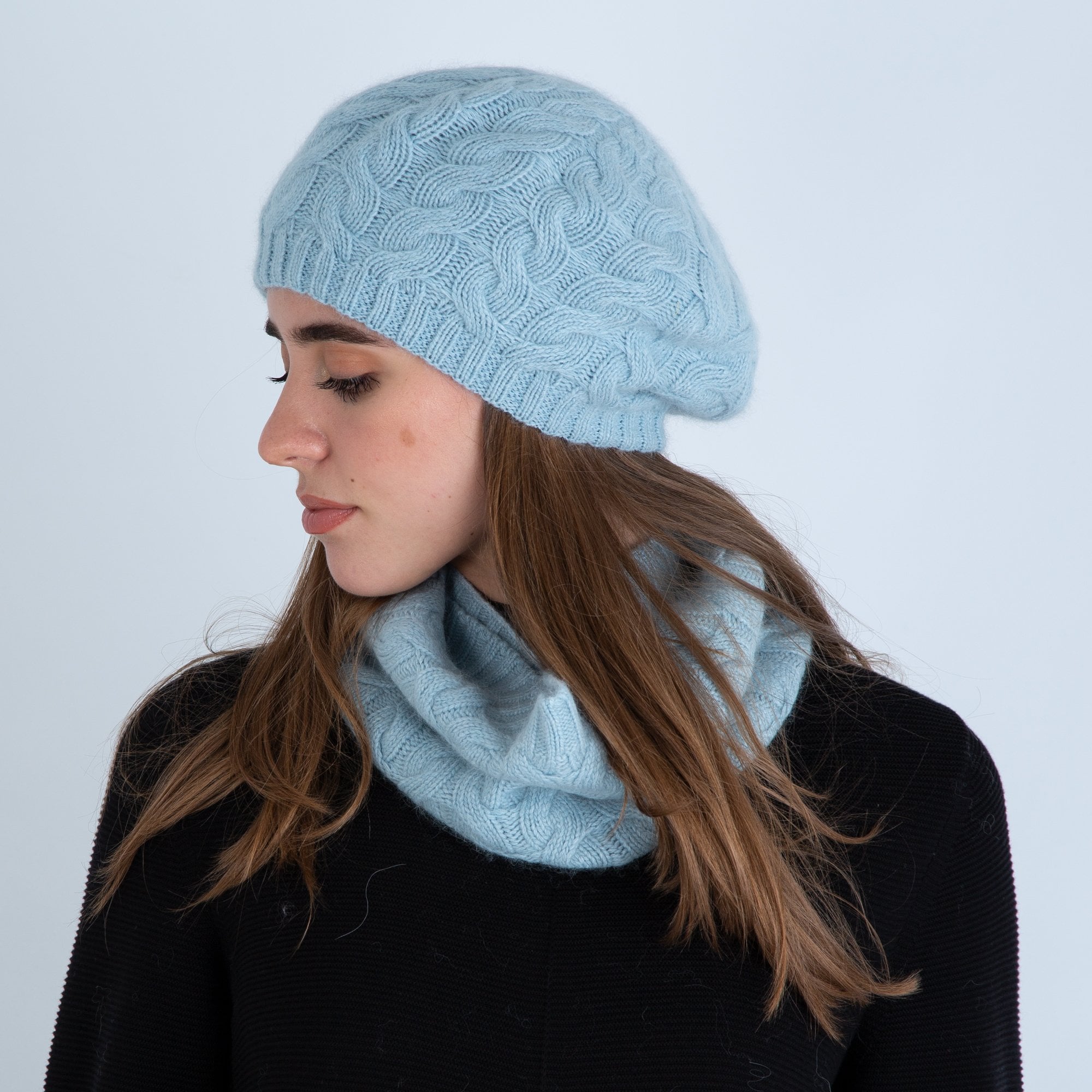 Sister PAC Knitted Woolly Hat And Snood Light Blue