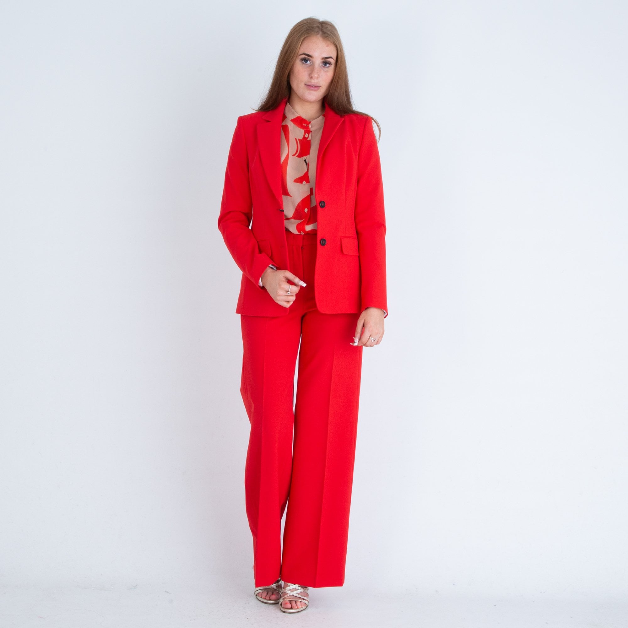 Luisa Cerano Single Breasted Smart Jacket To Match Trouser Red