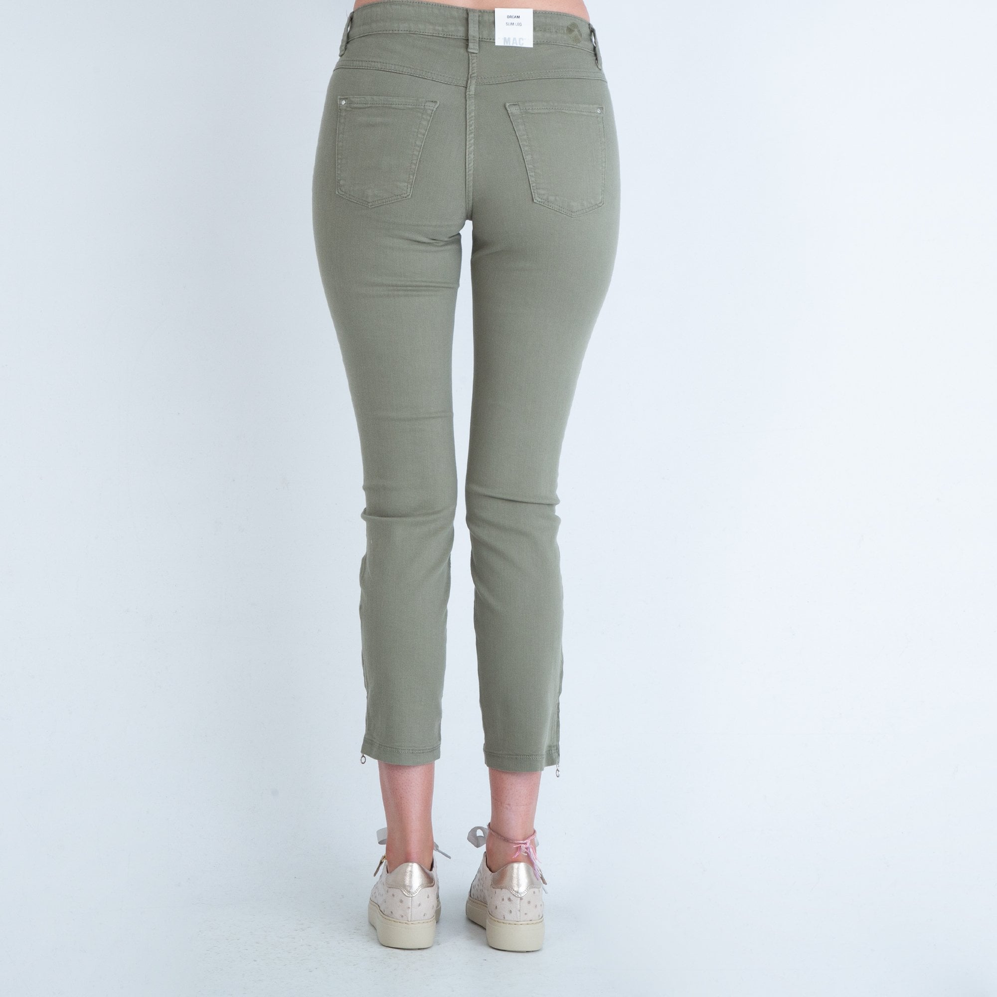 Mac Dream Cropped Jean With Zip Sage Green 644r 27L