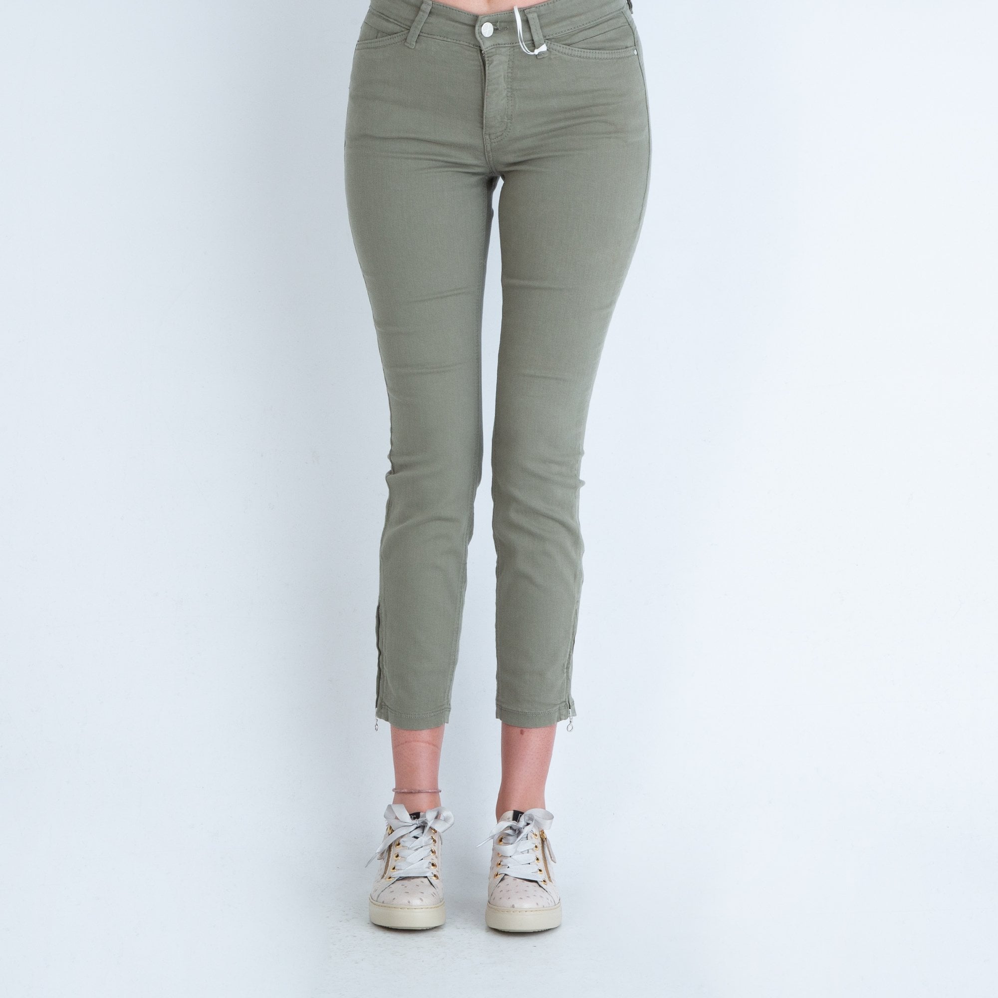 Mac Dream Cropped Jean With Zip Sage Green 644r 29L