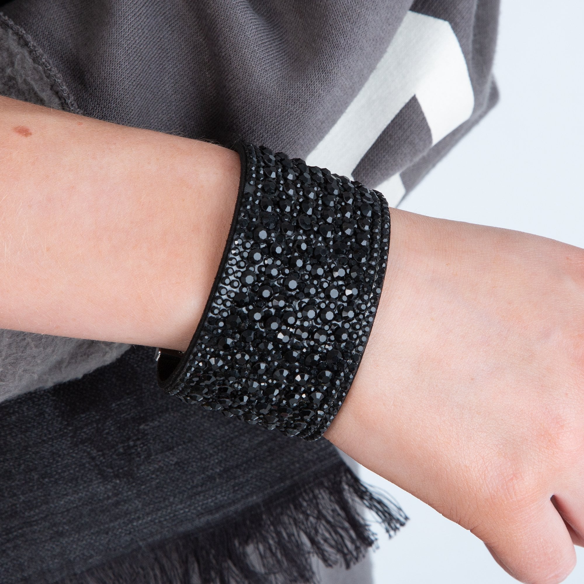 Nour London Crystal Band Bracelet Black