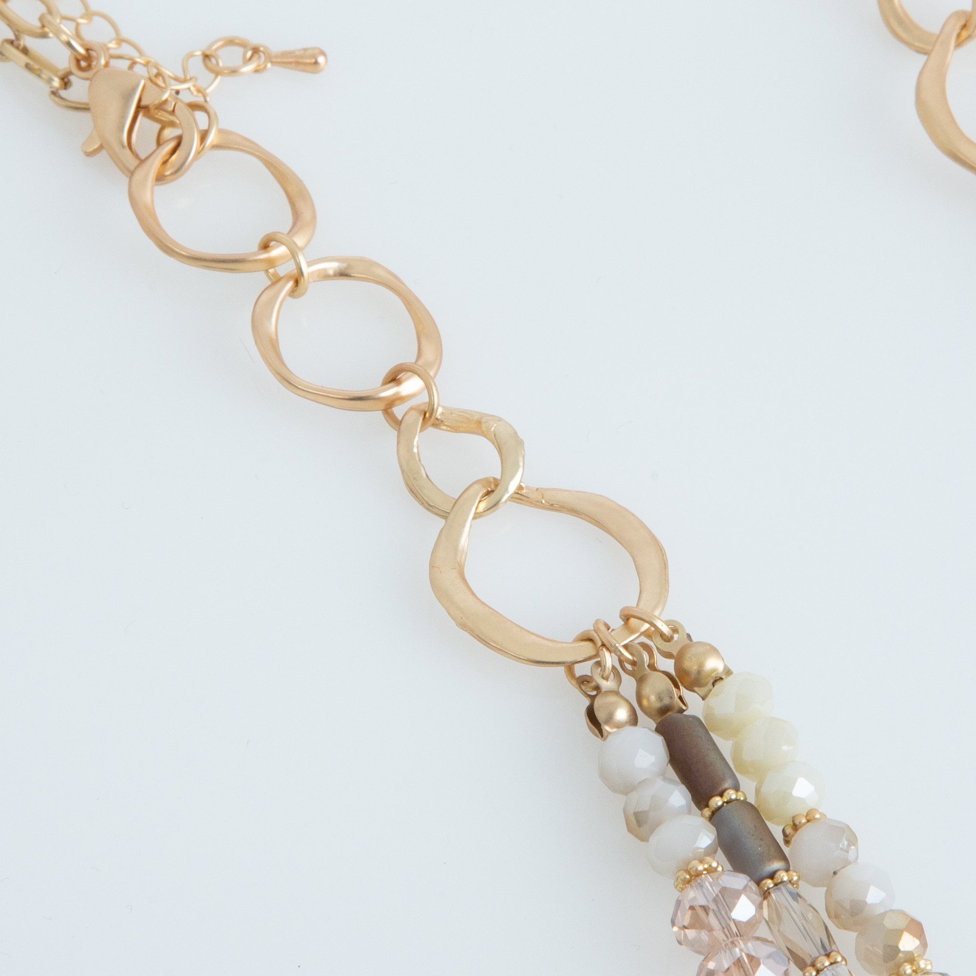 Eliza Gracious Chain Link And Multi Crystal Beaded Necklace Cream/gold