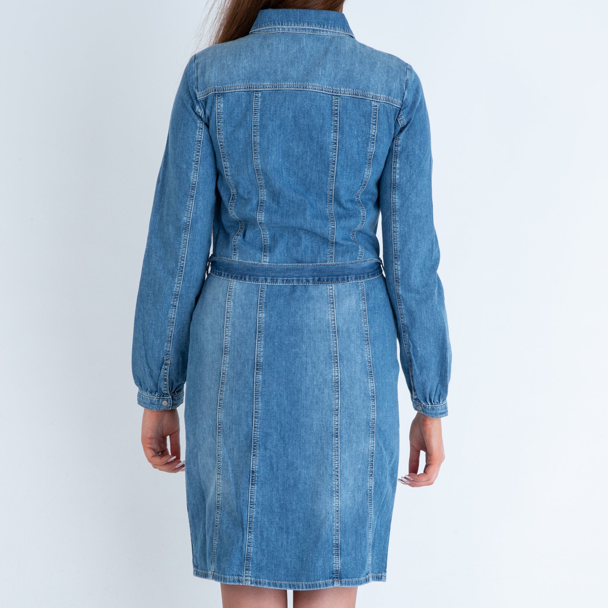 Monari Fitted Shirt Dress With Tie Belt Denim