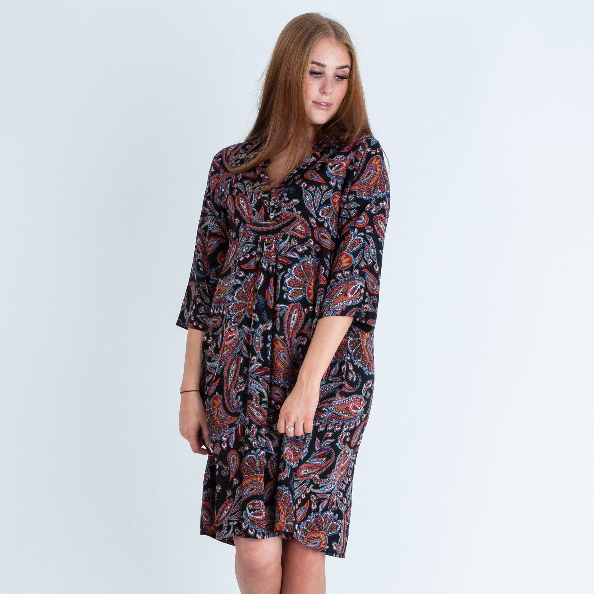 Palme Fashion Paisley Print Tunic Shirt Dress Navy/multi