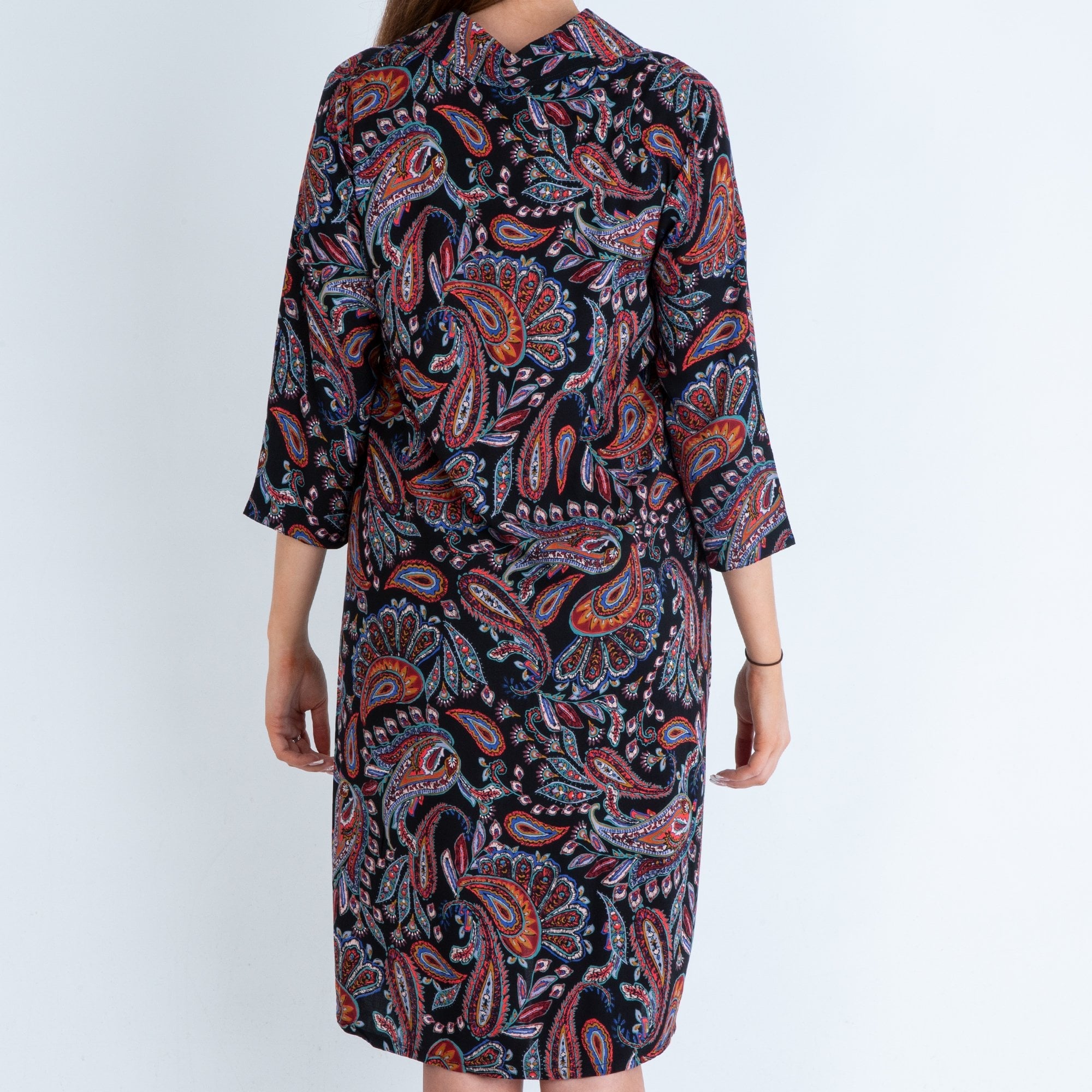 Palme Fashion Paisley Print Tunic Shirt Dress Navy/multi