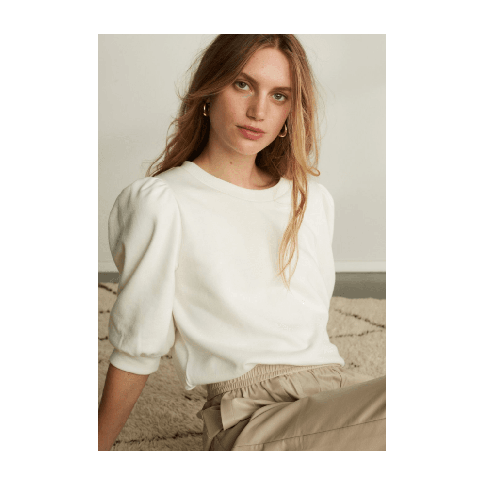 Oui Sweatshirt with Half Length Sleeves Cream