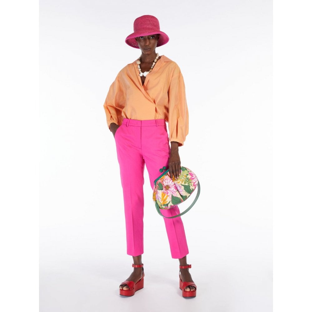 Weekend By Maxmara Silver Wrap Over Shirt With Back Pleat Orange