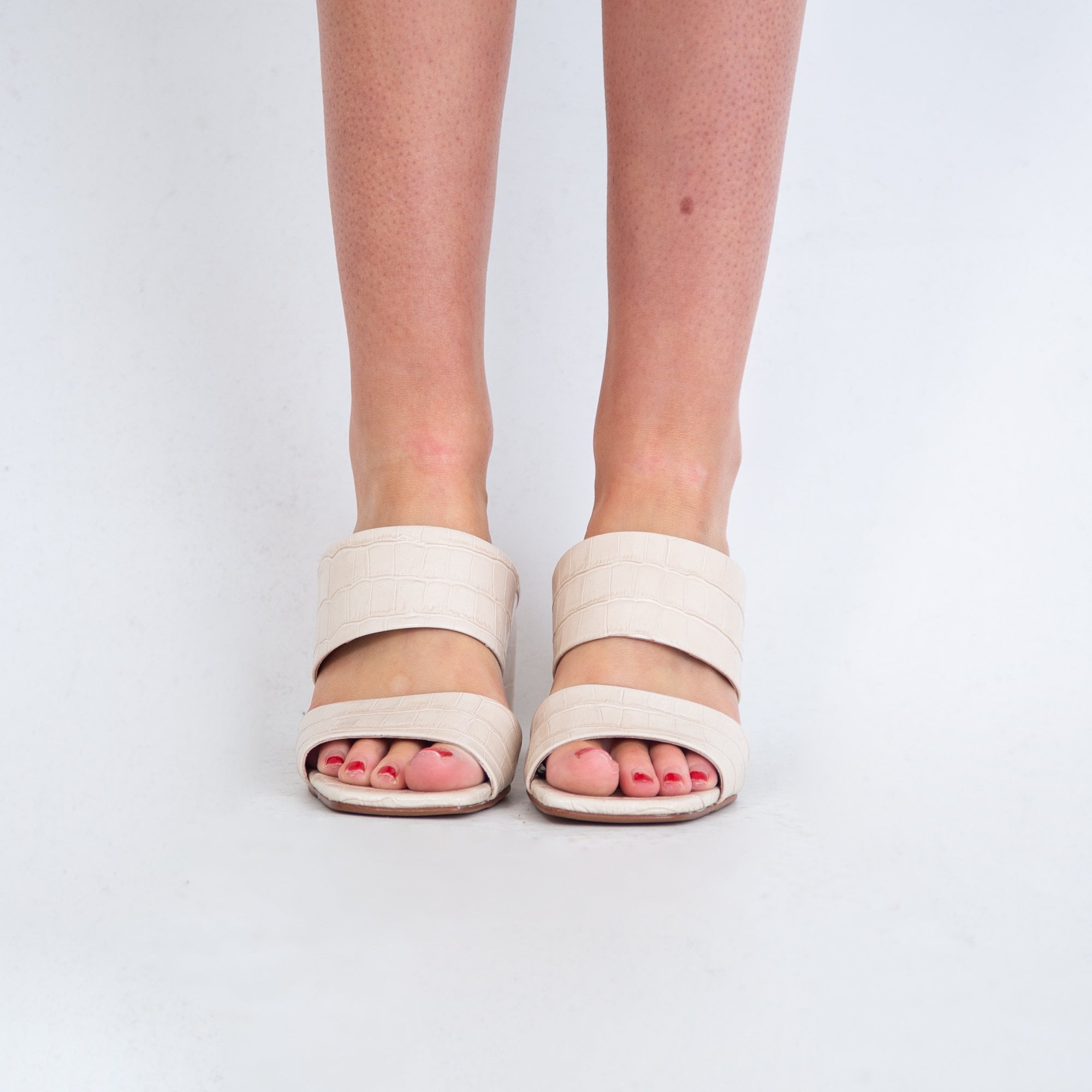 Shoe The Bear Runa Double Strap Mule Croc Sandal Cream