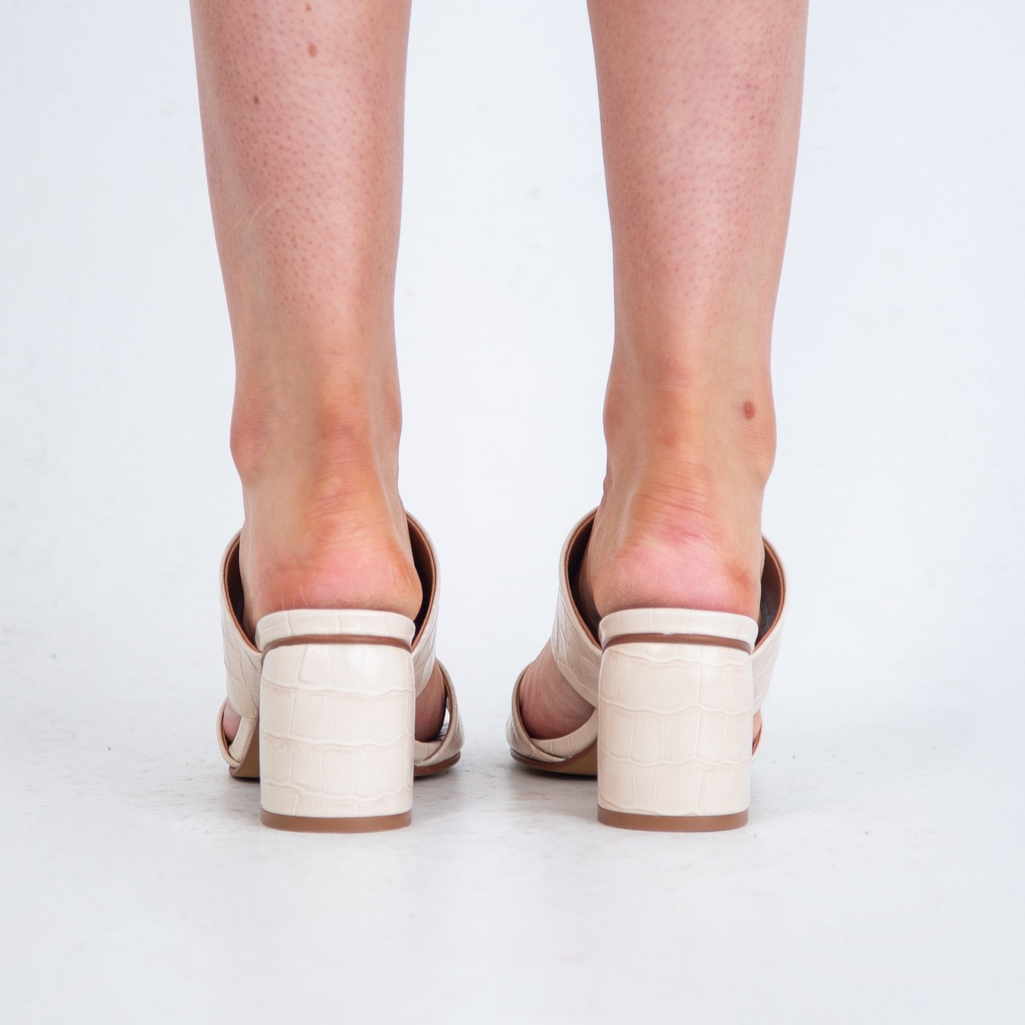 Shoe The Bear Runa Double Strap Mule Croc Sandal Cream