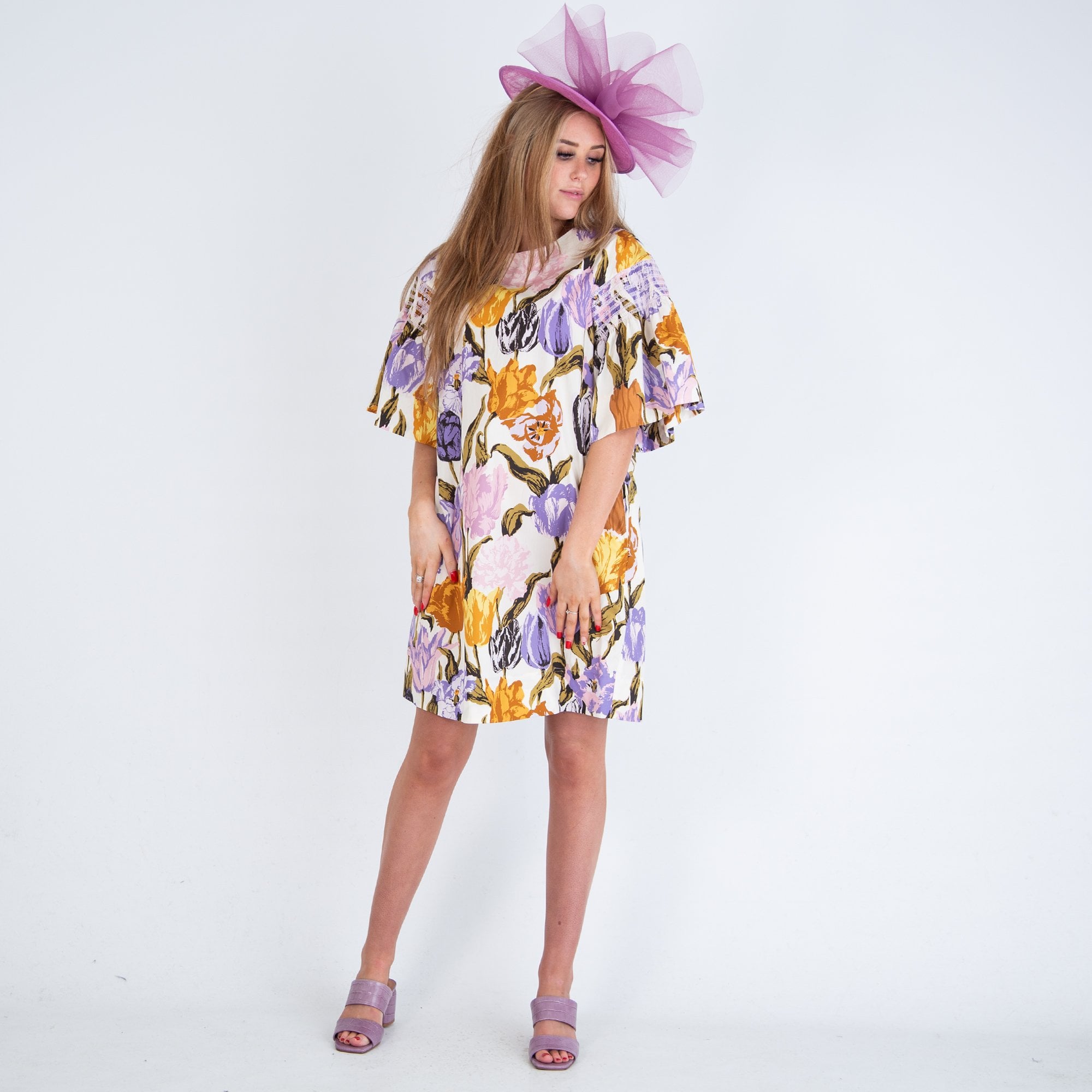 Weekend By Maxmara Ondina Floral Dress With Stitch Sleeve Detail Cream Multi