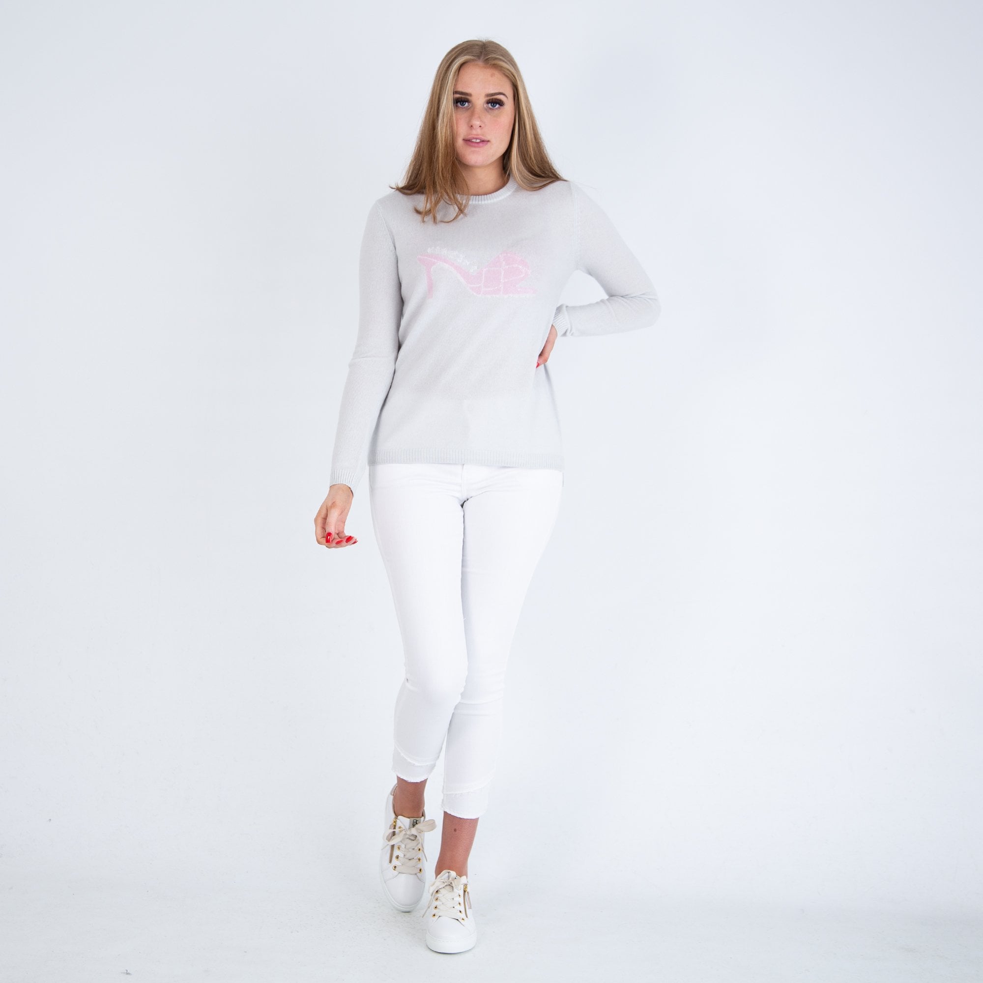 Herzens Angelegenheit Round Neck Sandal Print Jumper Blue/pink