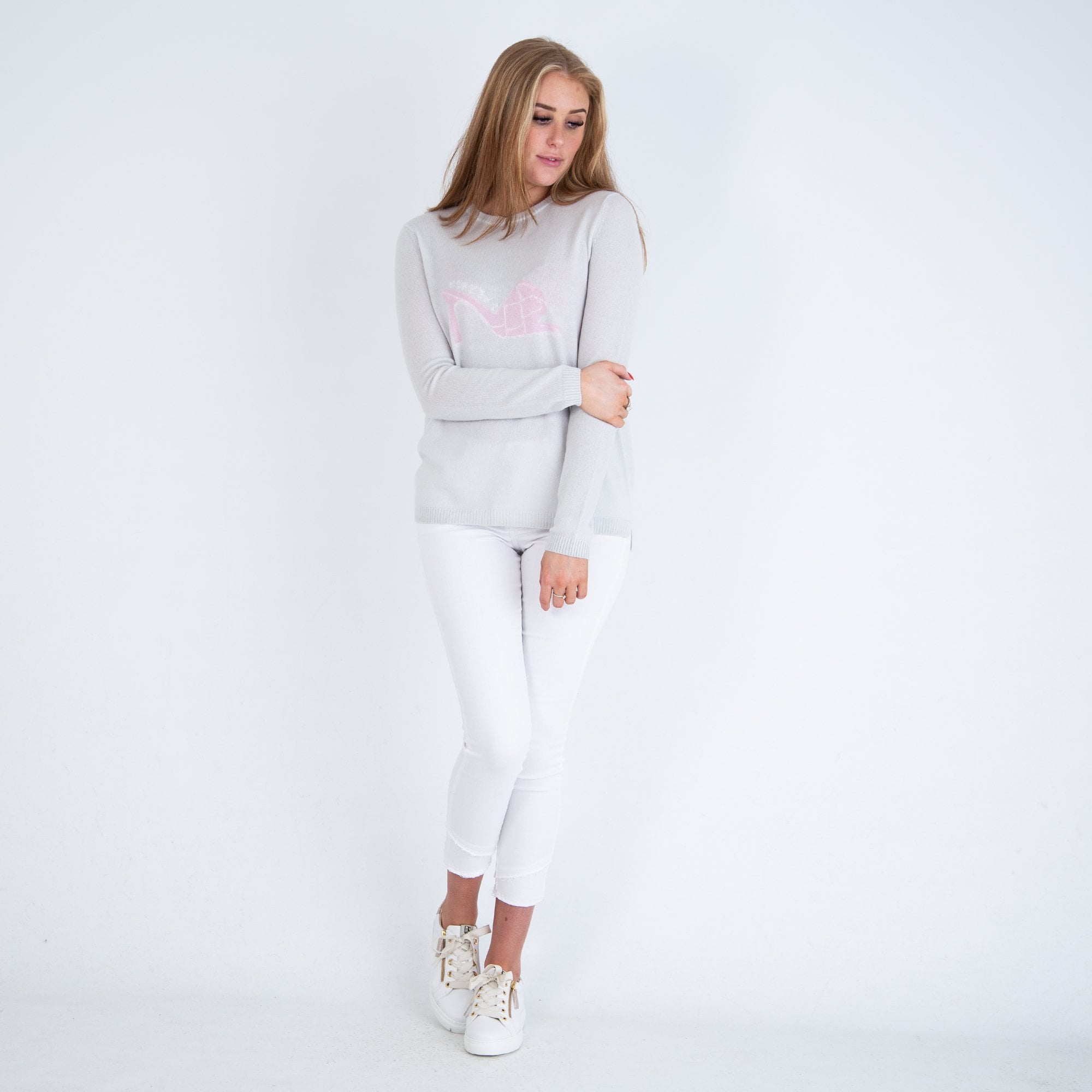 Herzens Angelegenheit Round Neck Sandal Print Jumper Blue/pink