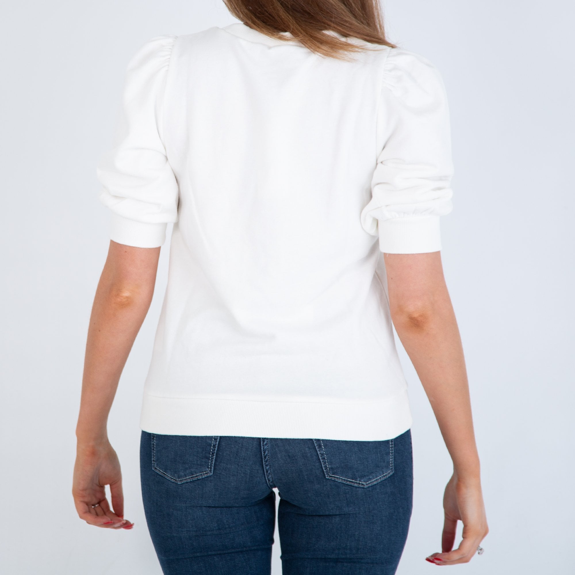Oui Sweatshirt with Half Length Sleeves Cream