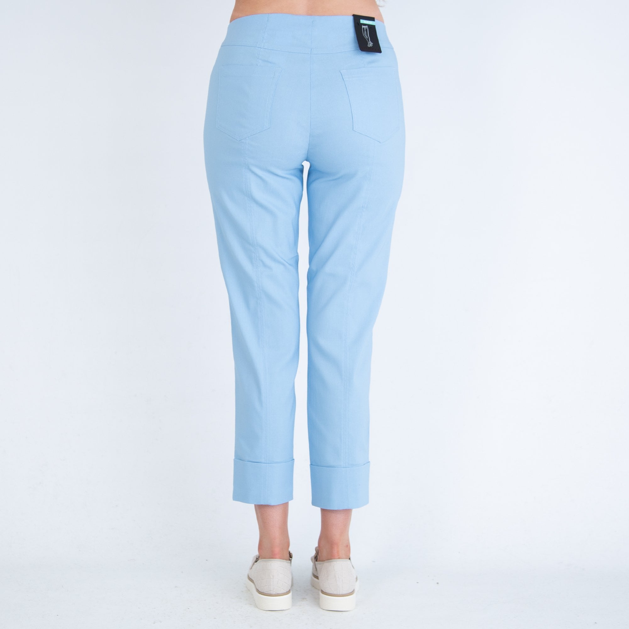 Robell Bella 09 Slim Leg Pull On Trouser With Turn Up Light Blue 611