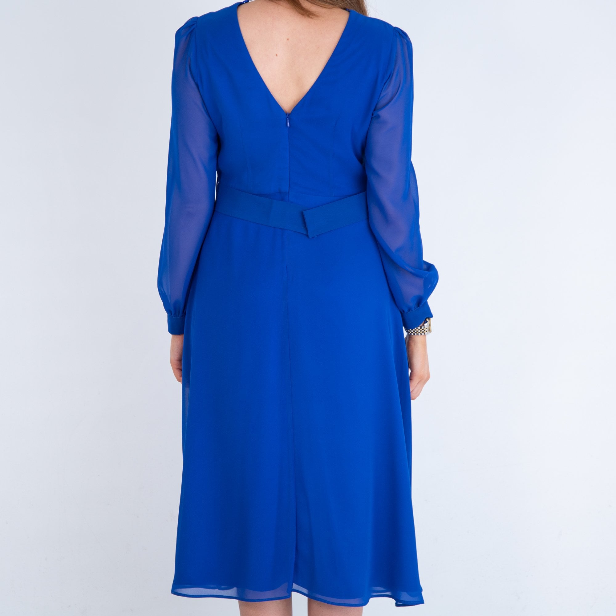 Bariloche Rociana Wrap V Neck Belted Dress Cobalt