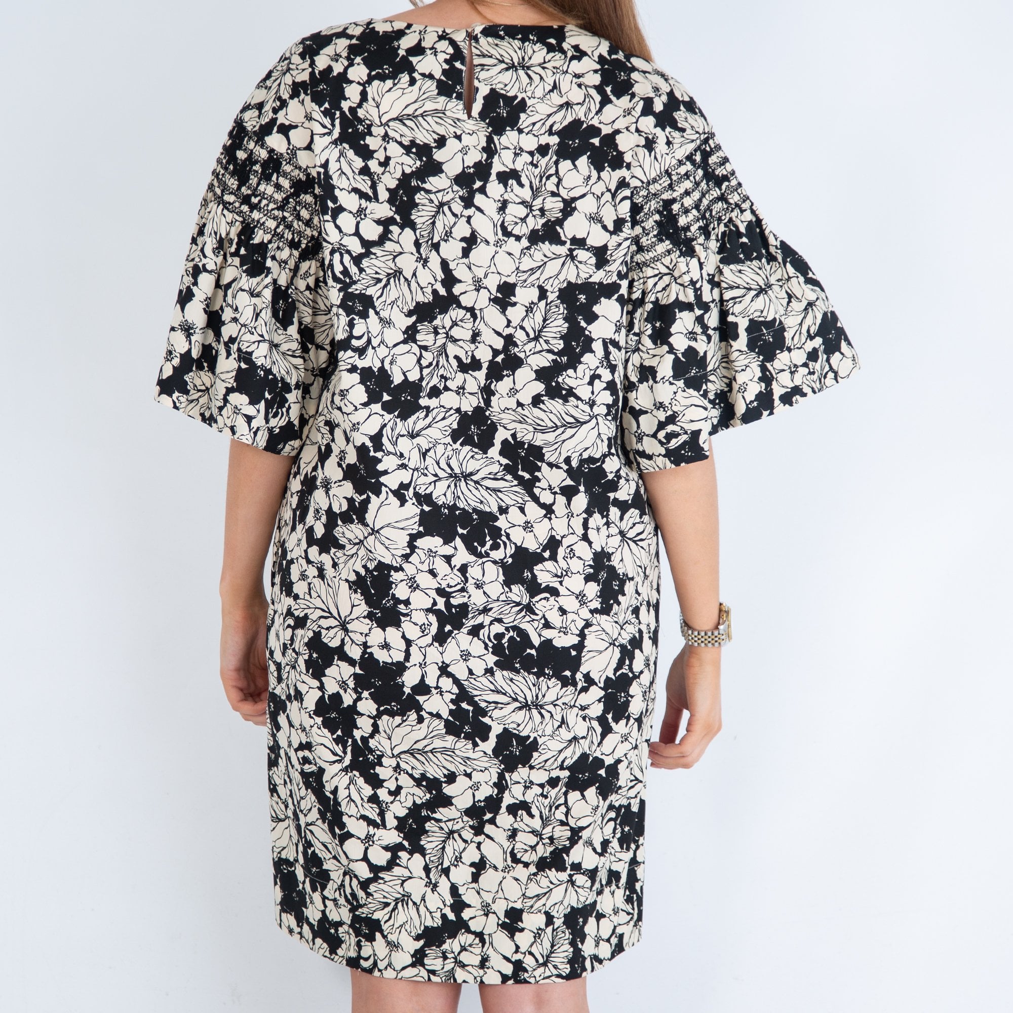 Weekend By Maxmara Ondina Floral Round Neck Dress Black/Cream