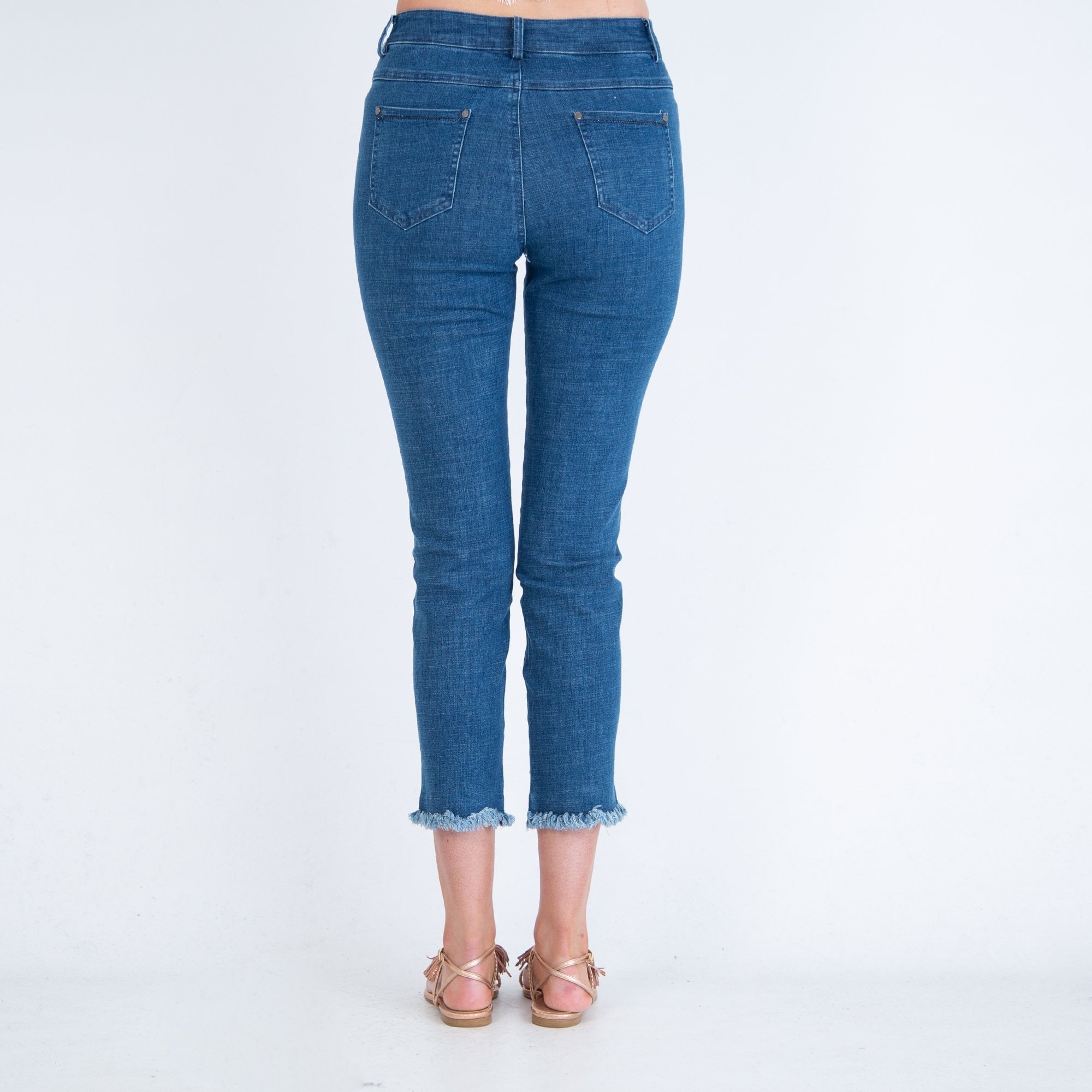 Tinta Style Garaine Slim Leg Raw Hem Cropped Jean Denim