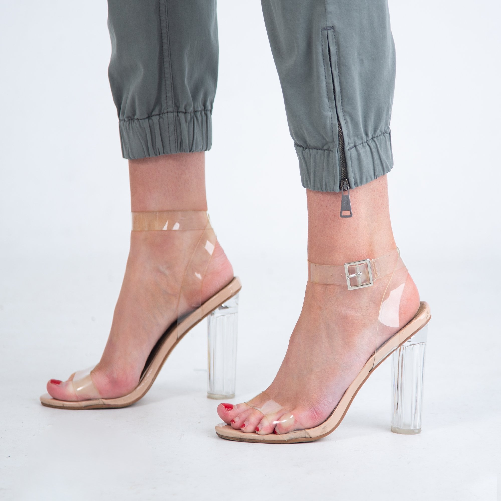 Luisa Cerano Cotton Jean With Elastic Hem And Zip Grey