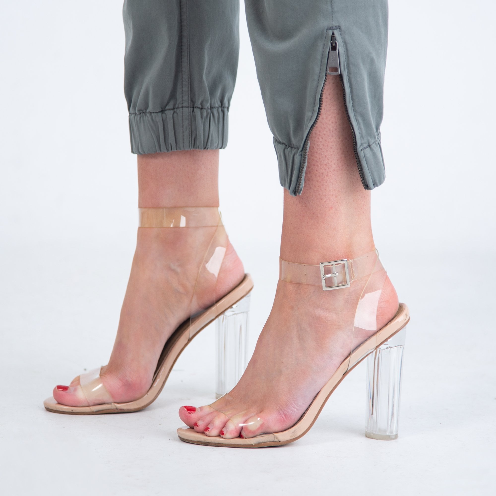 Luisa Cerano Cotton Jean With Elastic Hem And Zip Grey