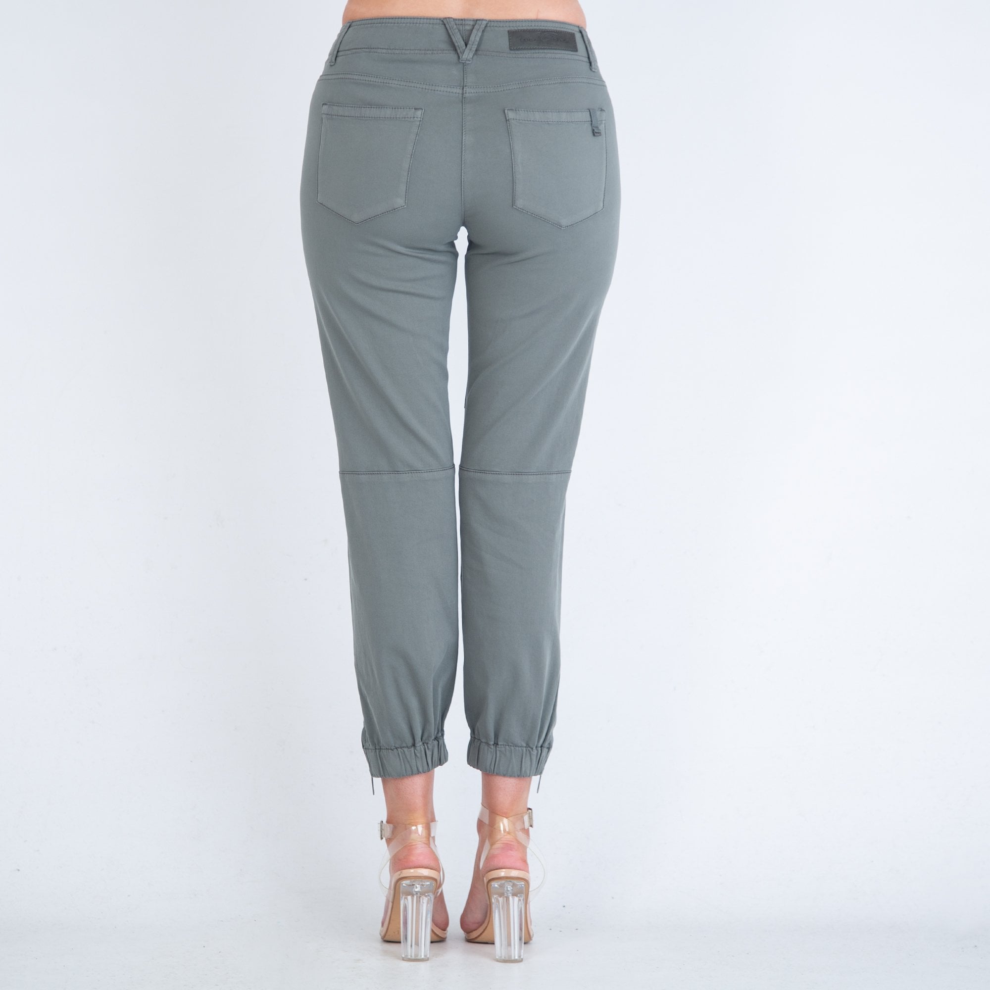 Luisa Cerano Cotton Jean With Elastic Hem And Zip Grey