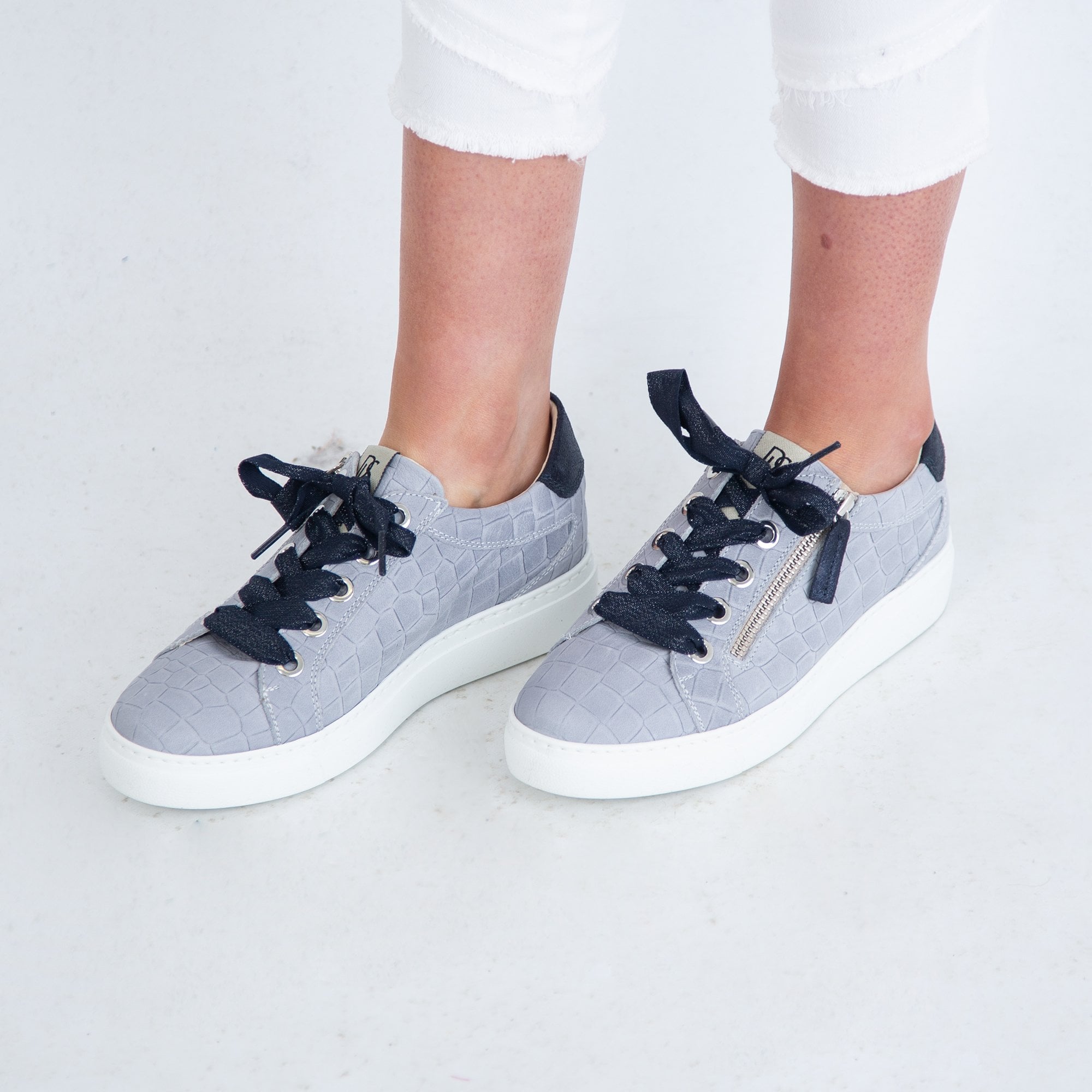 Dl Sport Suede Croc Flatform Trainer With Zip Pale Blue