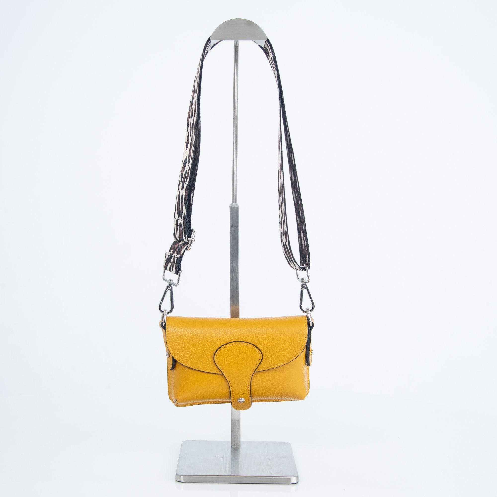 Sister ME Mini Cross Body Leather Bag With Wide Strap Mustard