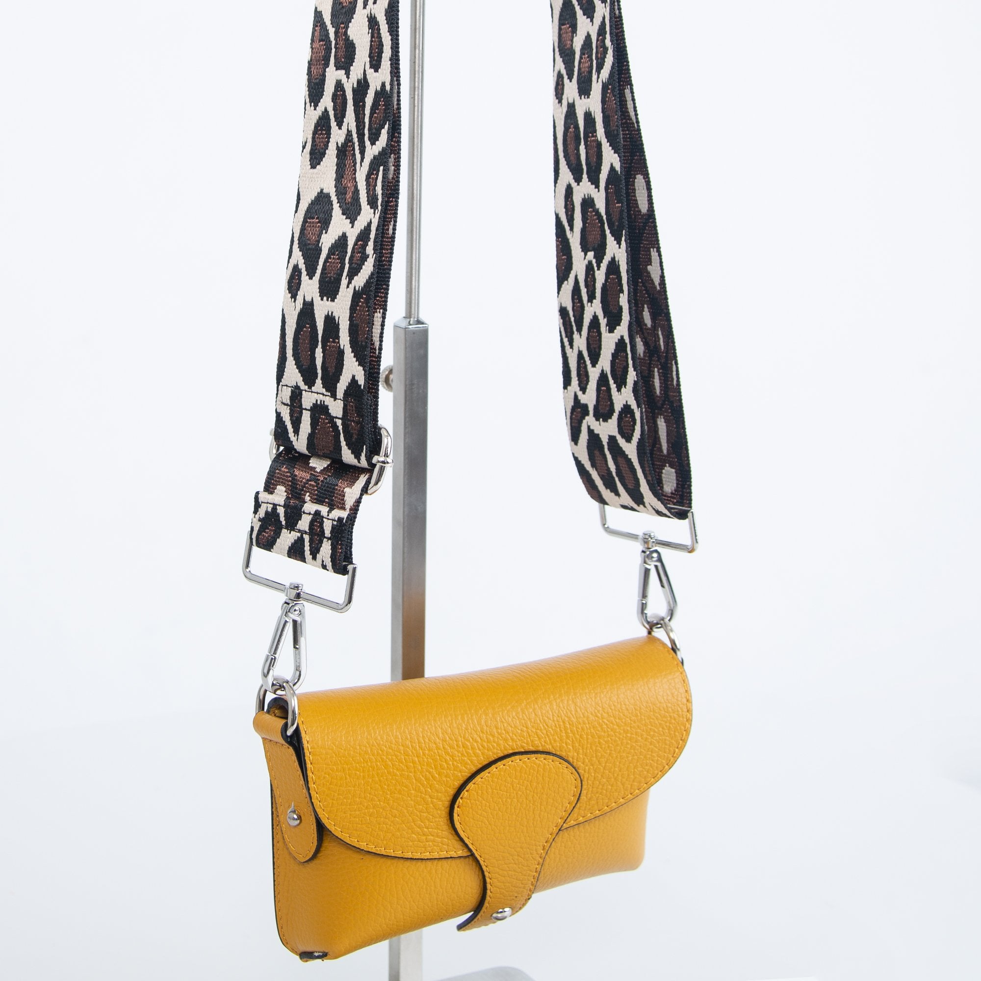 Sister ME Mini Cross Body Leather Bag With Wide Strap Mustard