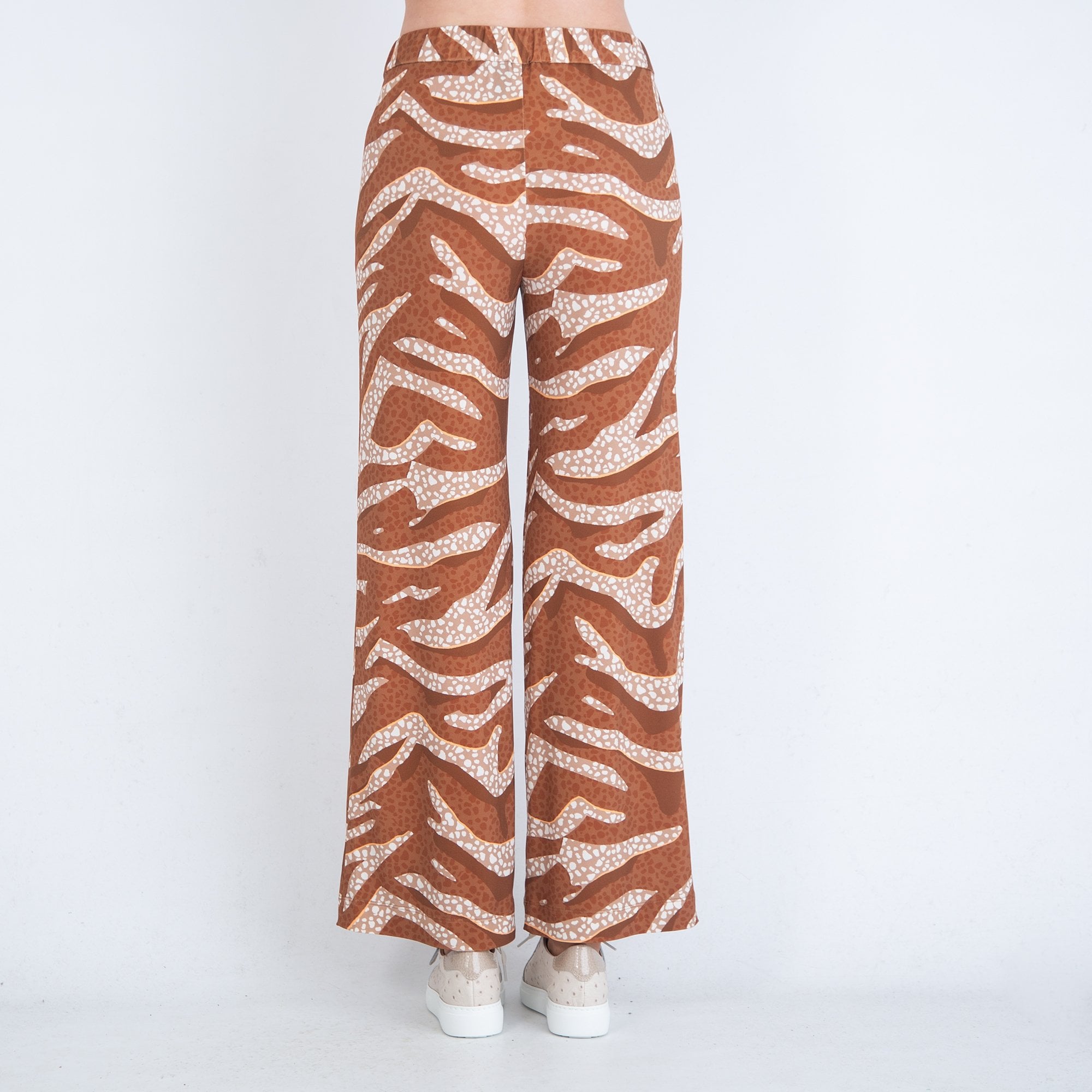 Marc Cain Animal Print Elastic Waist Palazzo Pant Toffee