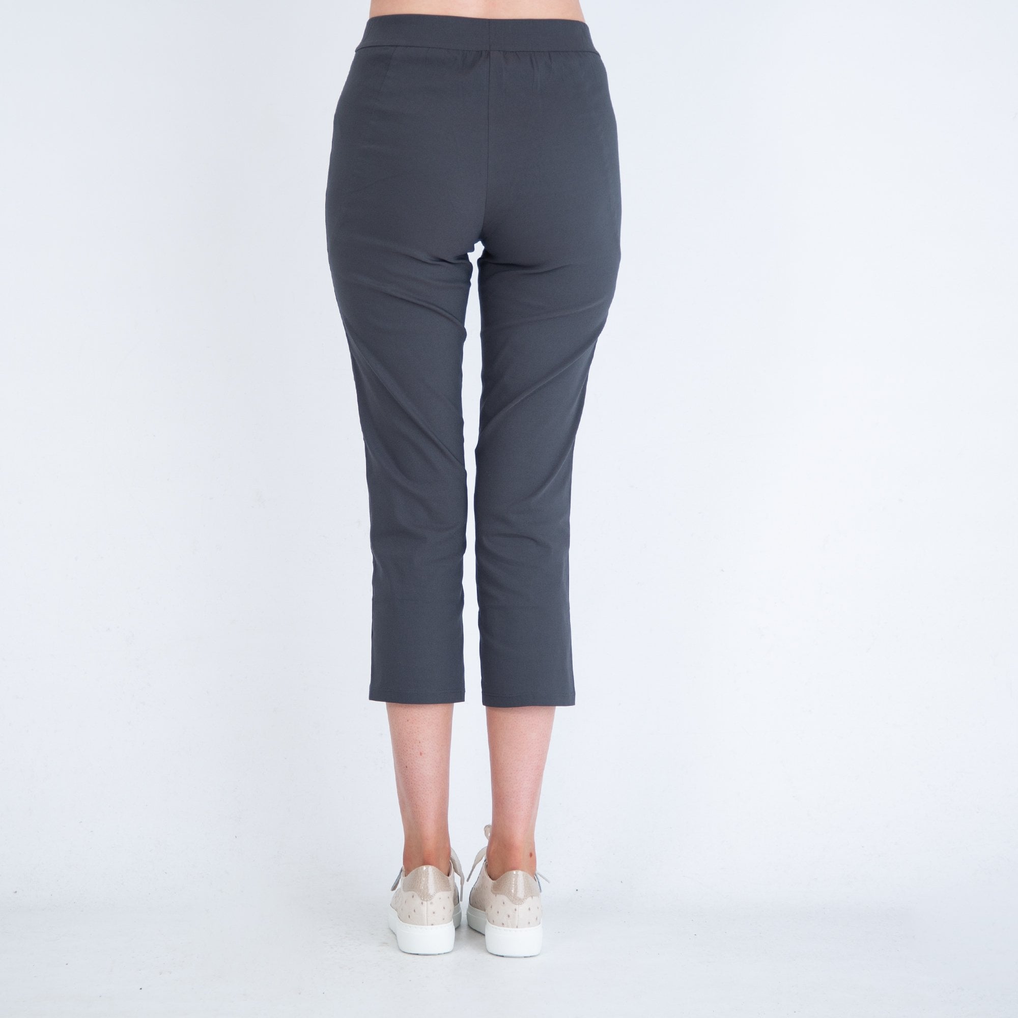 Simclan Pull On Poplin Cropped Stretch Trouser Charcoal 329