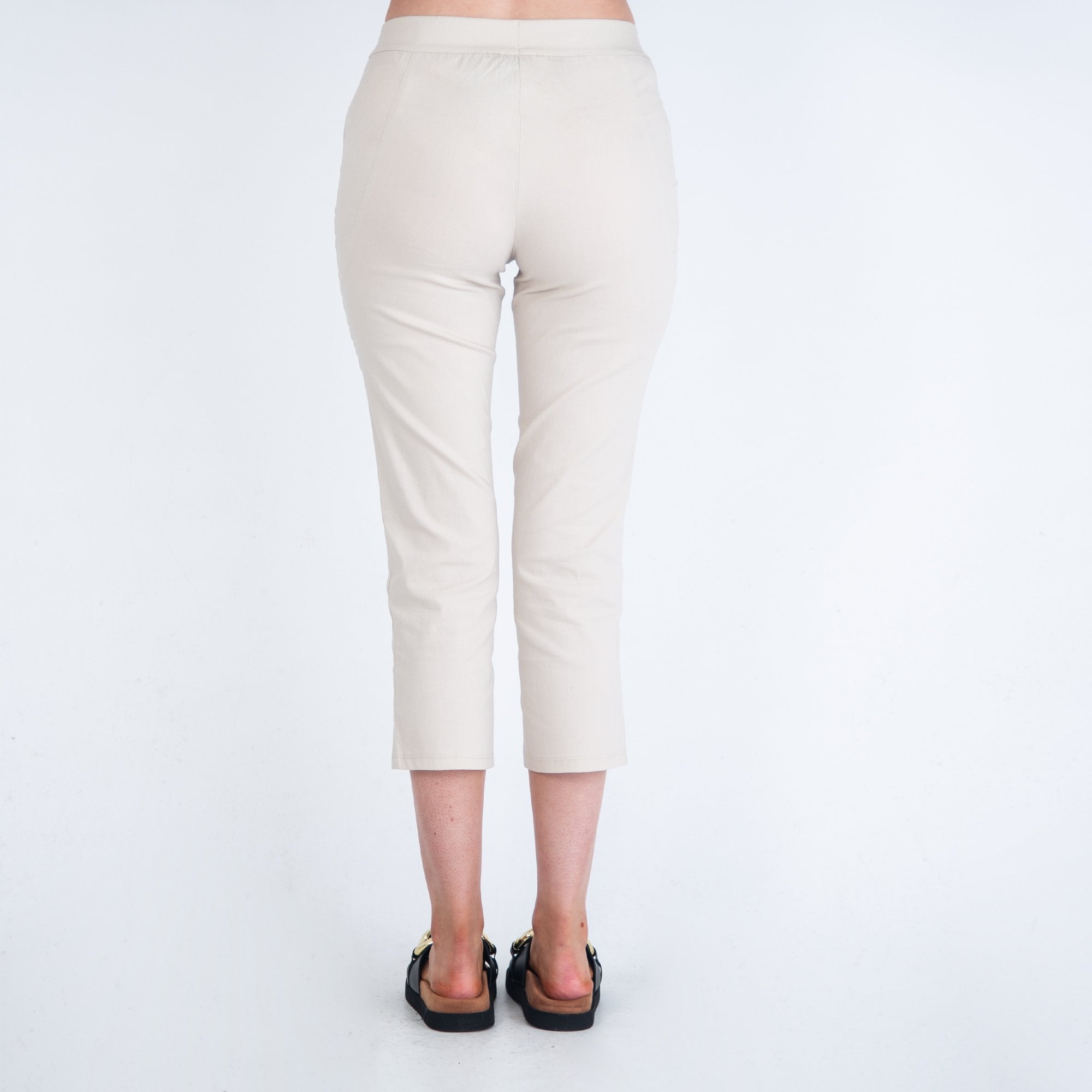 Simclan Pull On Poplin Cropped Stretch Trouser Beige 141
