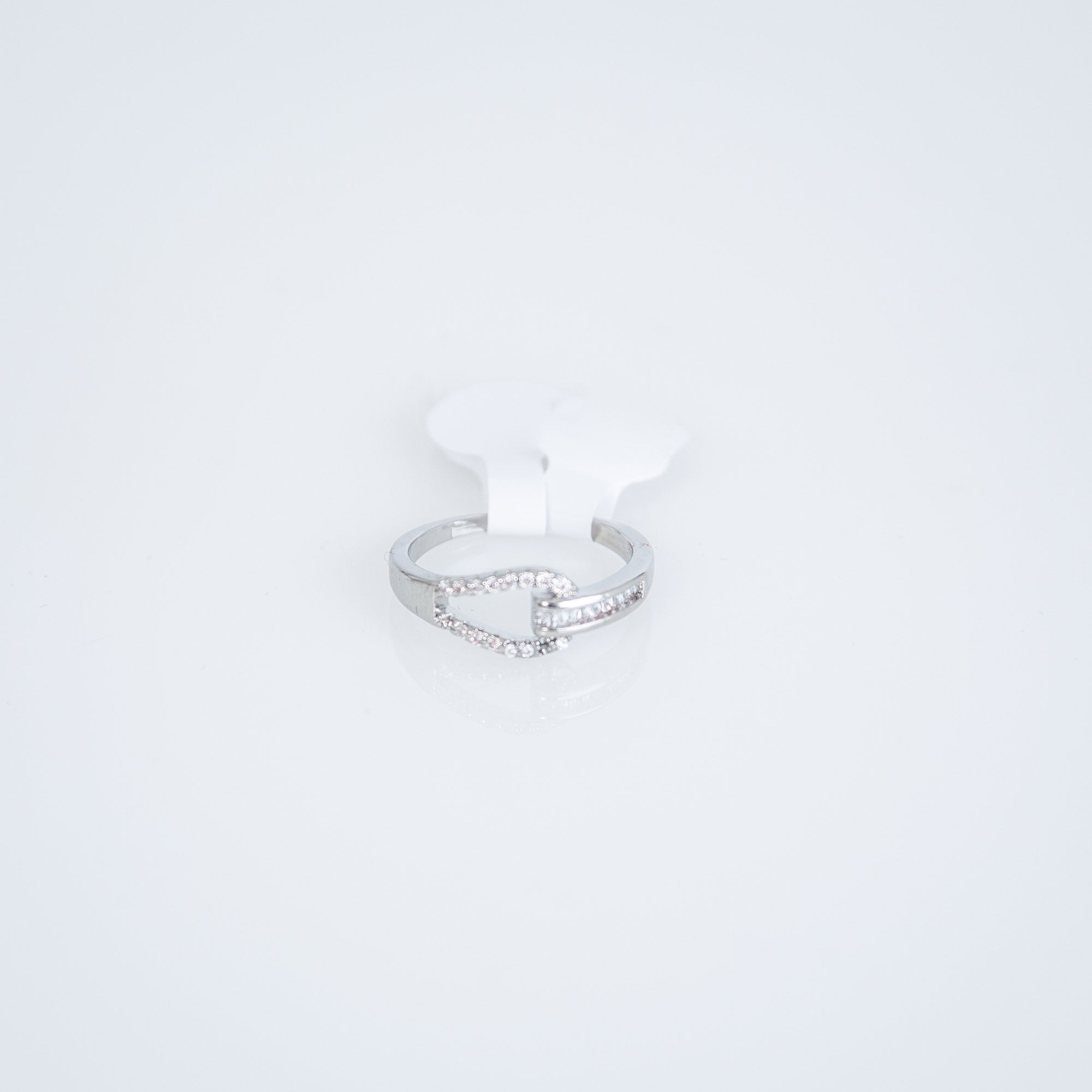 D&x London Link Diamonte Ring Silver