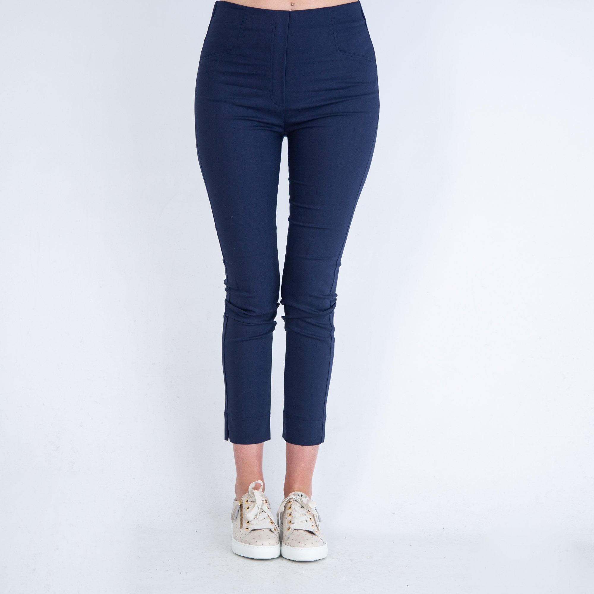Marble Fashions Skinny Pull On Split Hem Trouser Navy