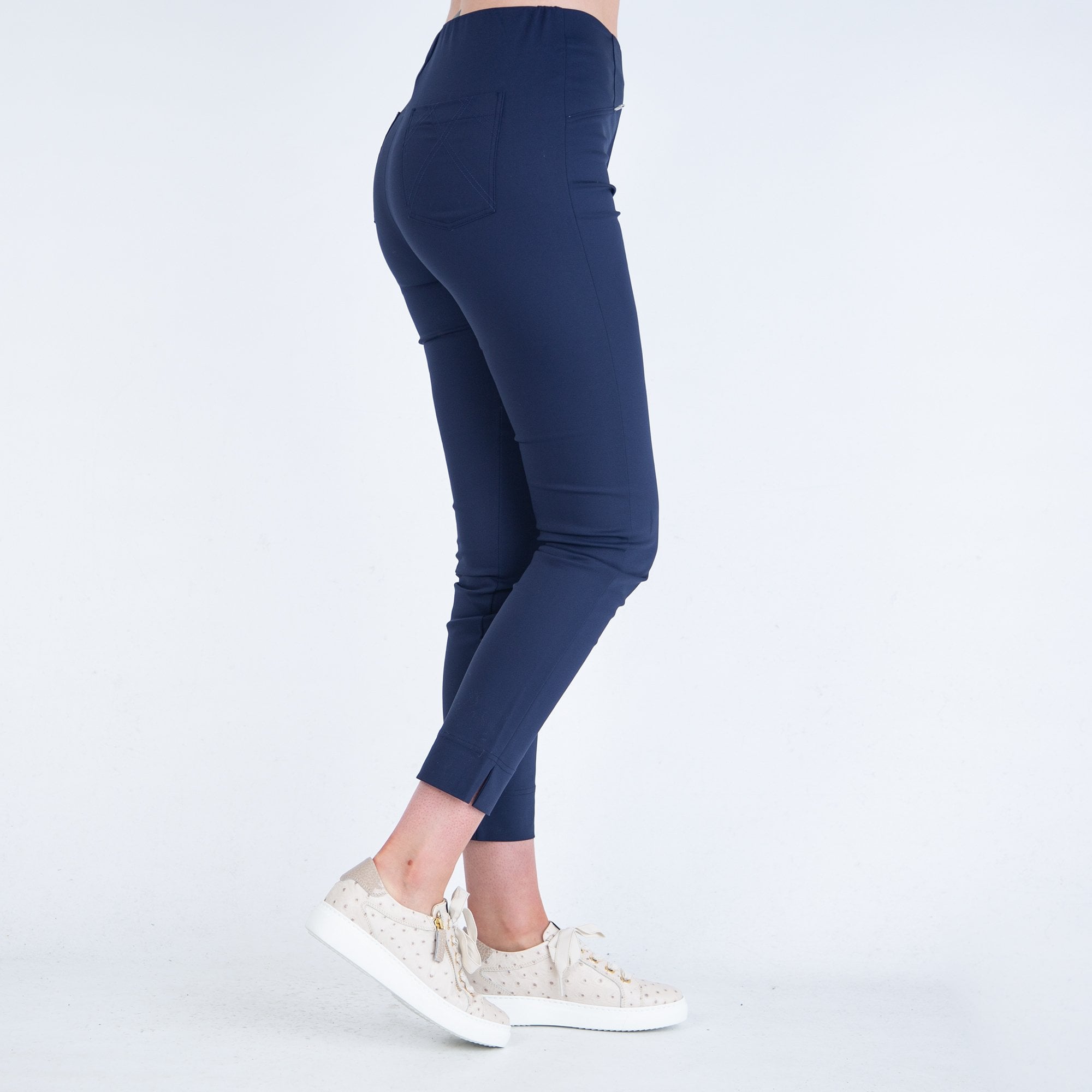 Marble Fashions Skinny Pull On Split Hem Trouser Navy