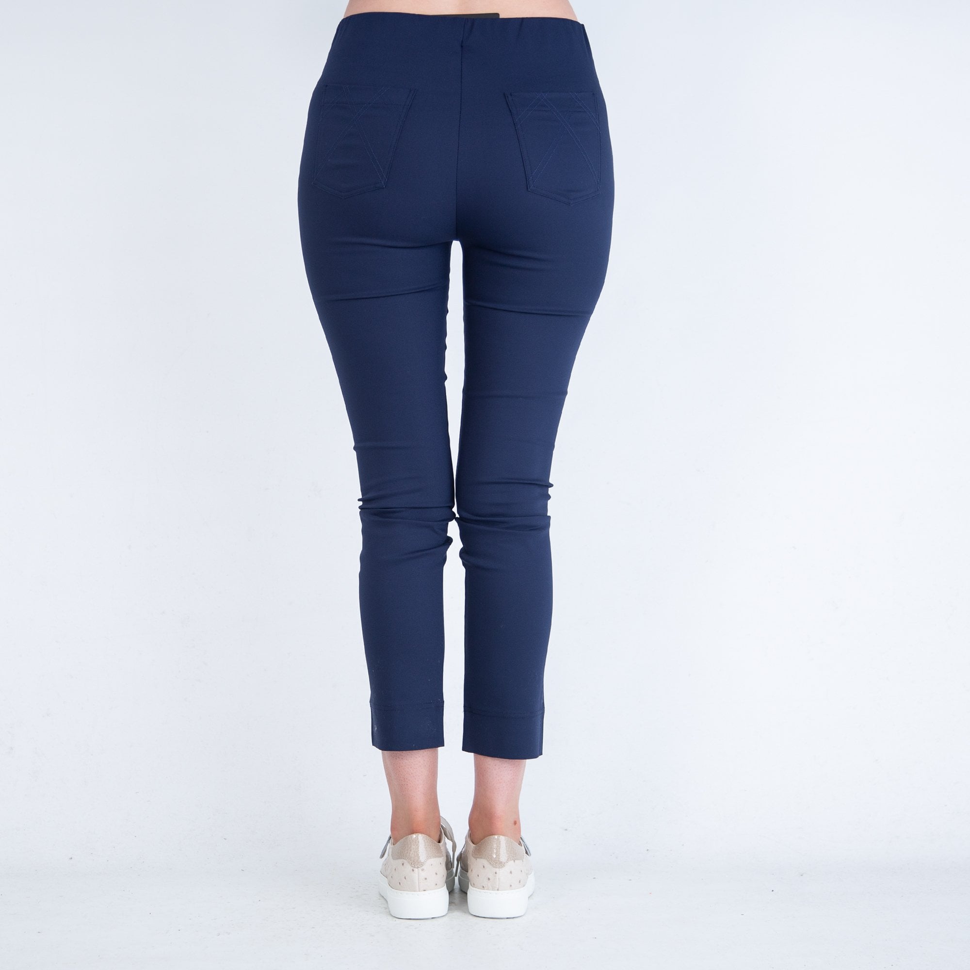 Marble Fashions Skinny Pull On Split Hem Trouser Navy