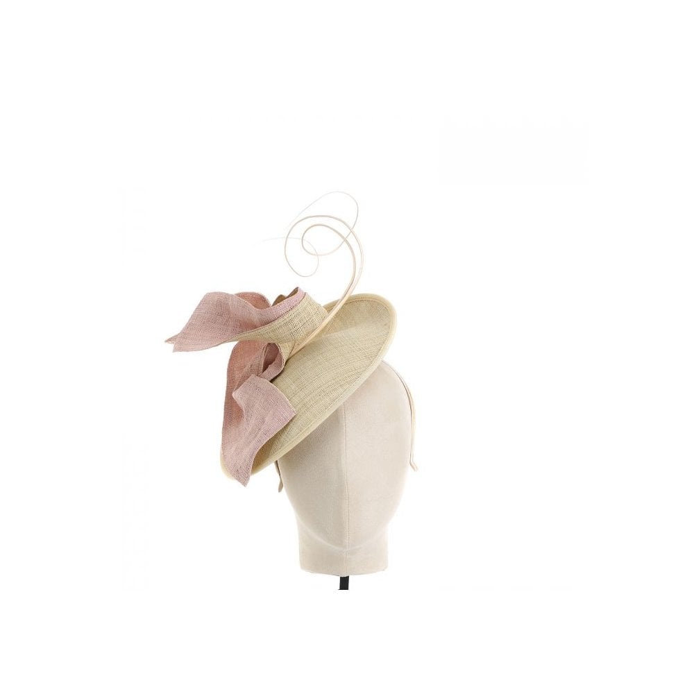 Sister PAC Woven Fascinator With Spirals Natural/pink