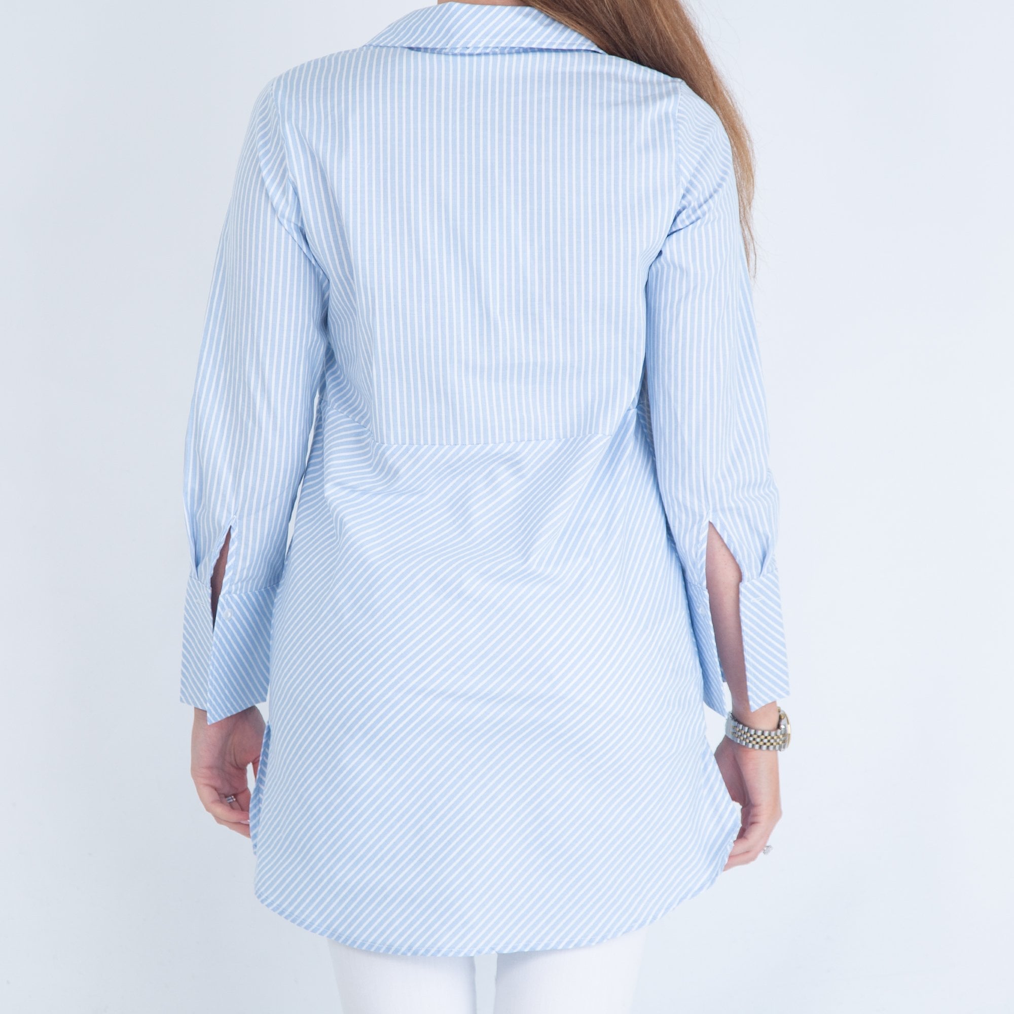 Sunday Long Line Stripe Shirt Blue/white