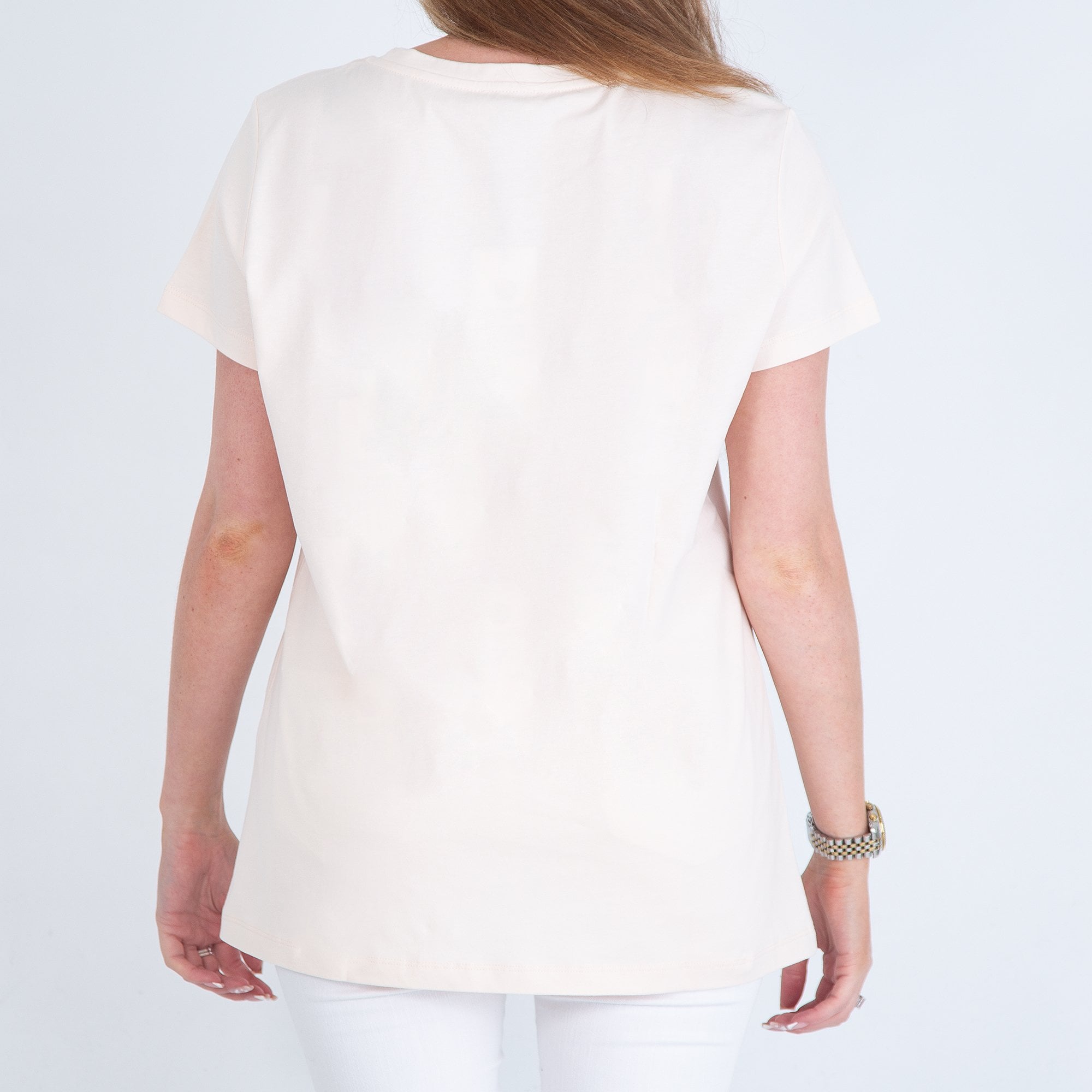 Riani Basic Round Neck Cotton T-shirt Dusty Peach