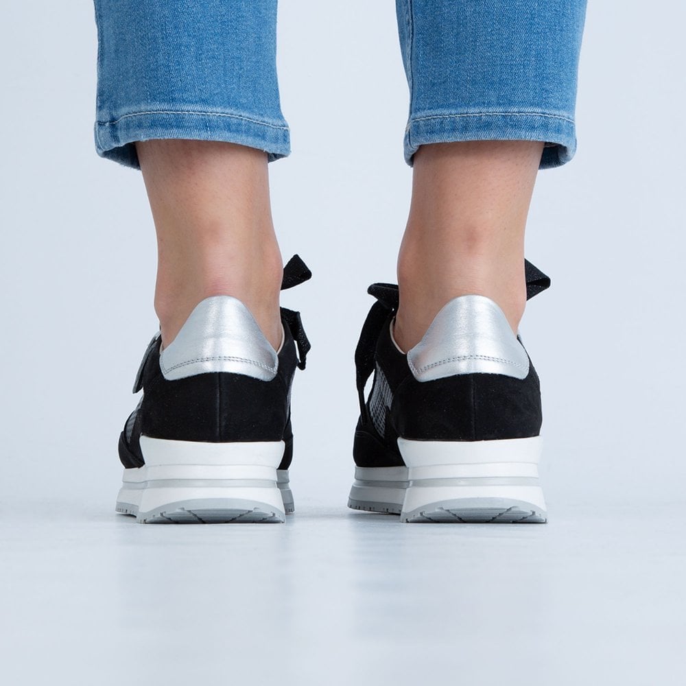 Dl Sport Ribbon Lace Up Suede Trainer With Side Zip Black