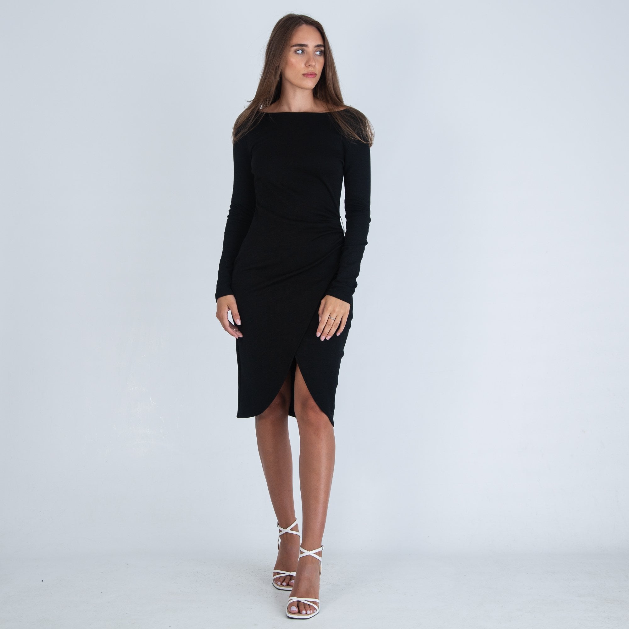 Michael Kors Jersey Dress With Gather Side Pin Black