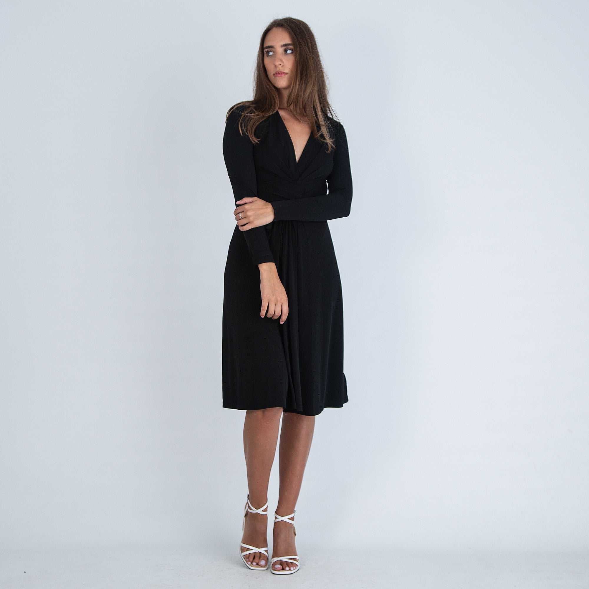 Michael Kors Wrap Around Dress With Long Sleeves Black