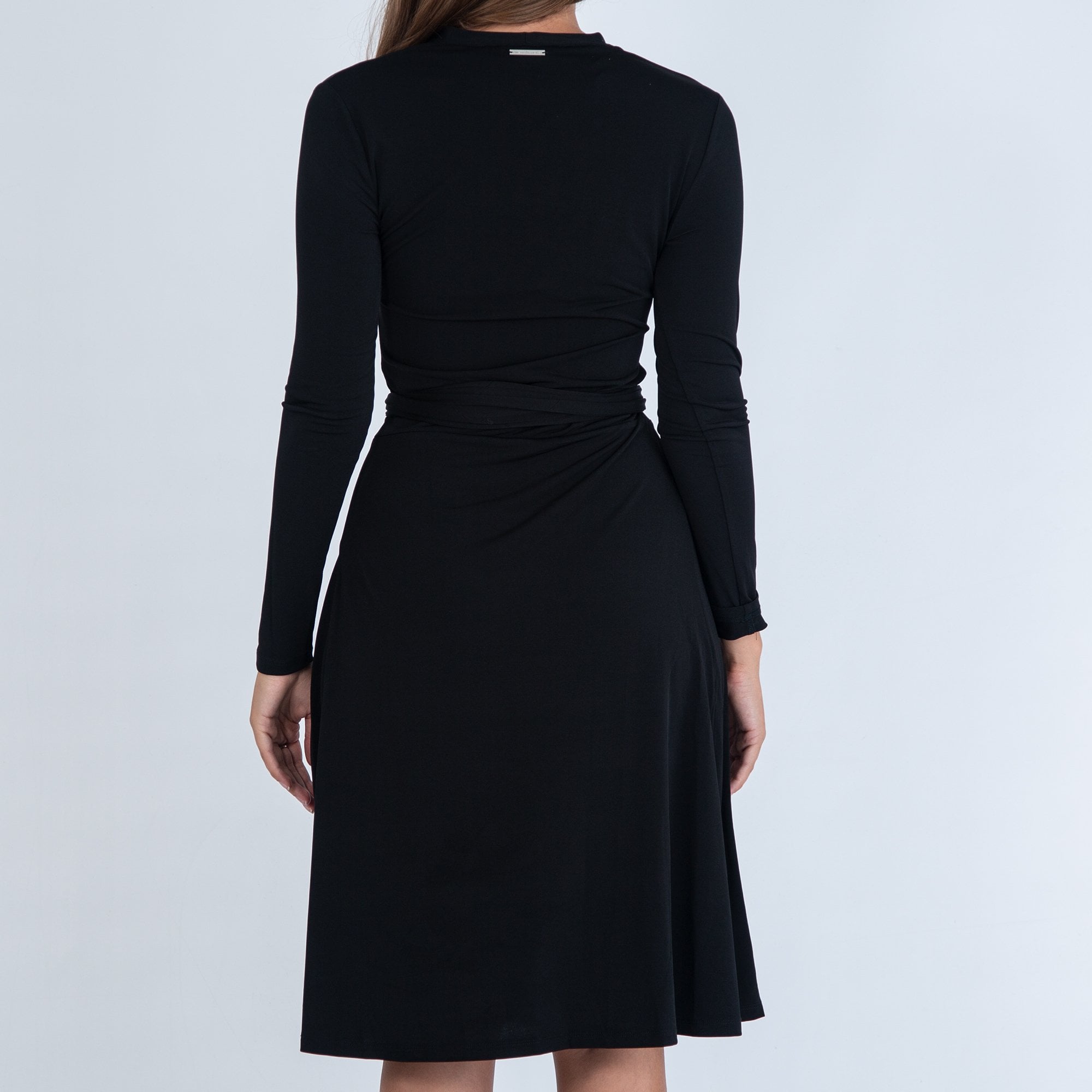 Michael Kors Wrap Around Dress With Long Sleeves Black