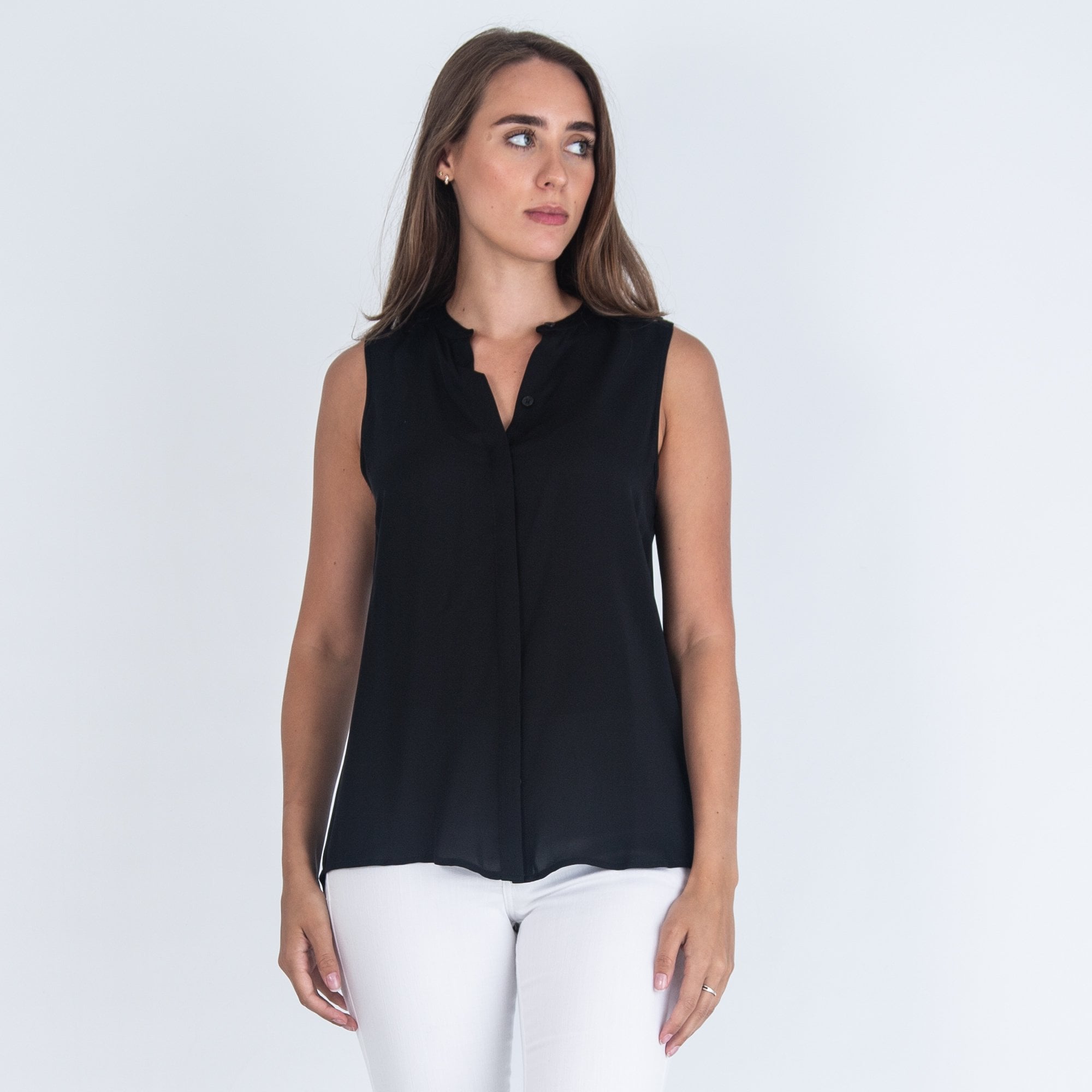 Michael Kors Lace Shoulder Silk Blouse Black