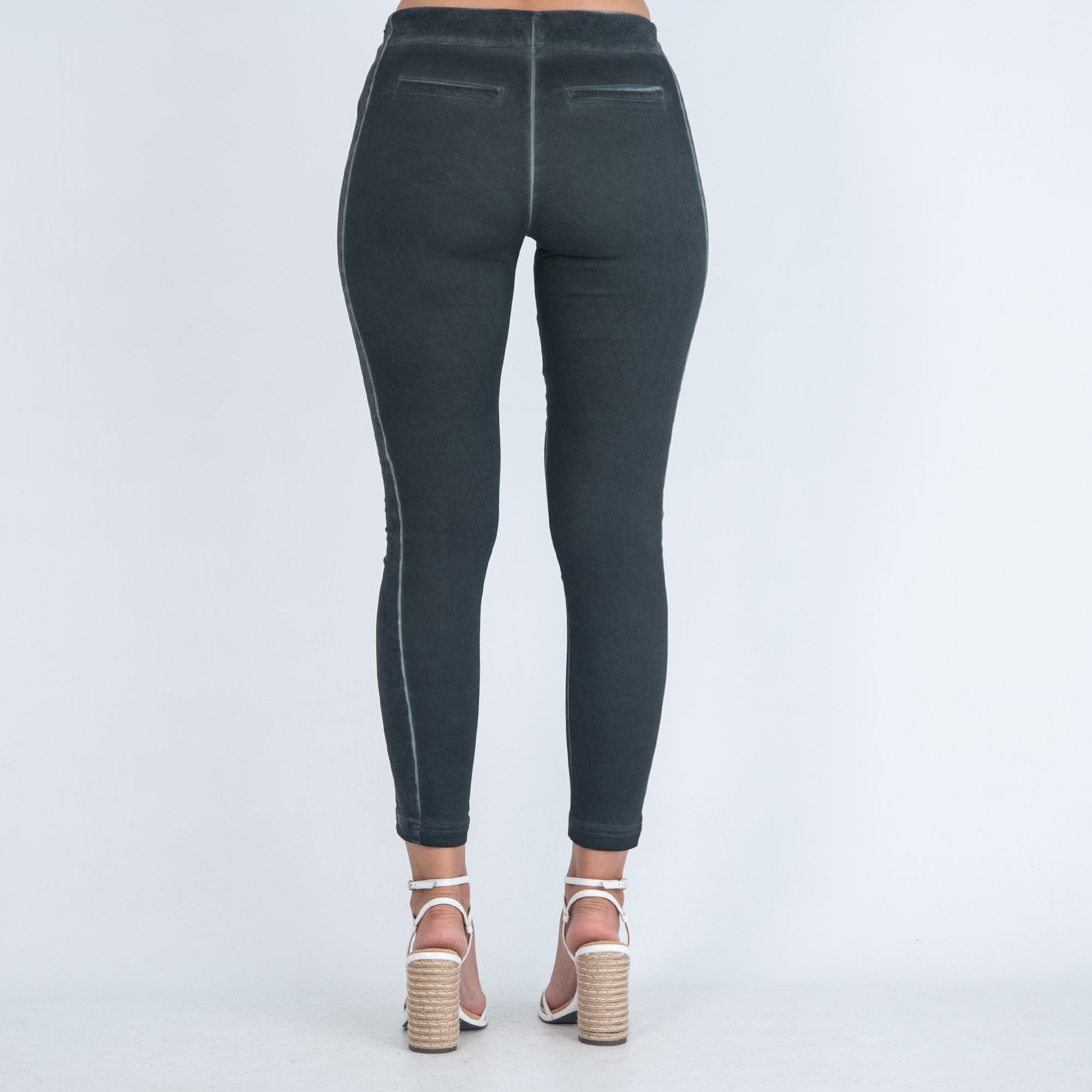 Simclan Suede Legging With Side Stripe Dark Olive