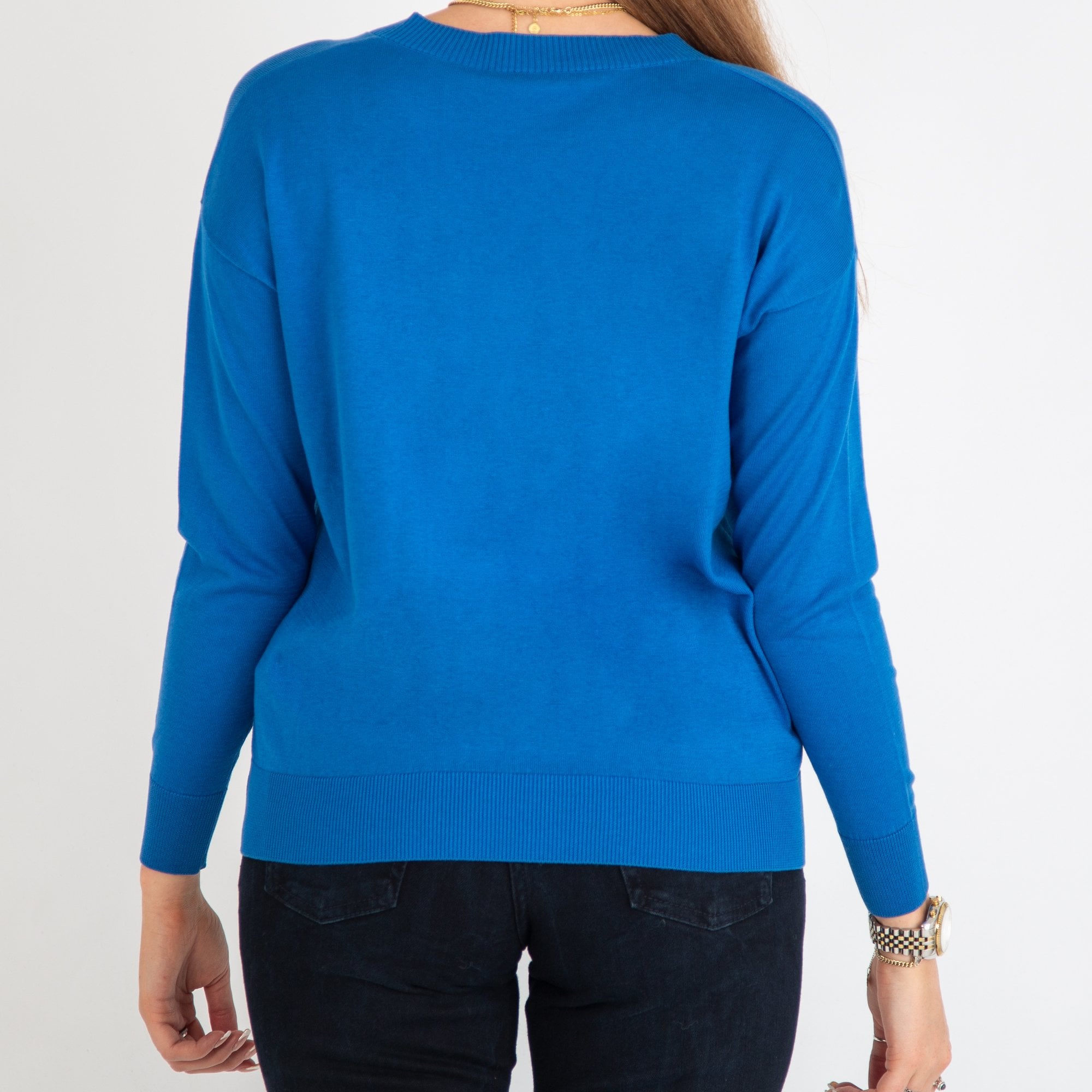 Weekend By Maxmara Martina V Neck Fine Knit Jumper Cobalt