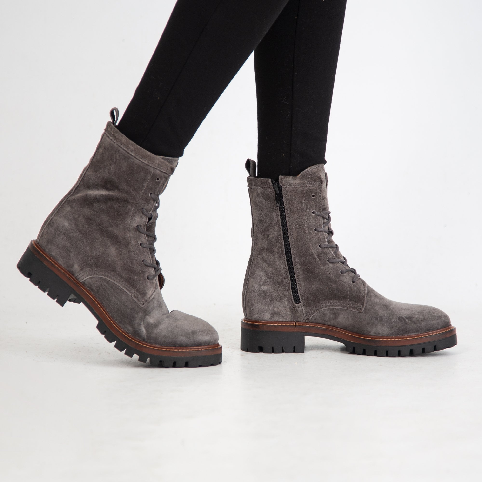 Alpe Plain Suede Military Boot Dark Grey
